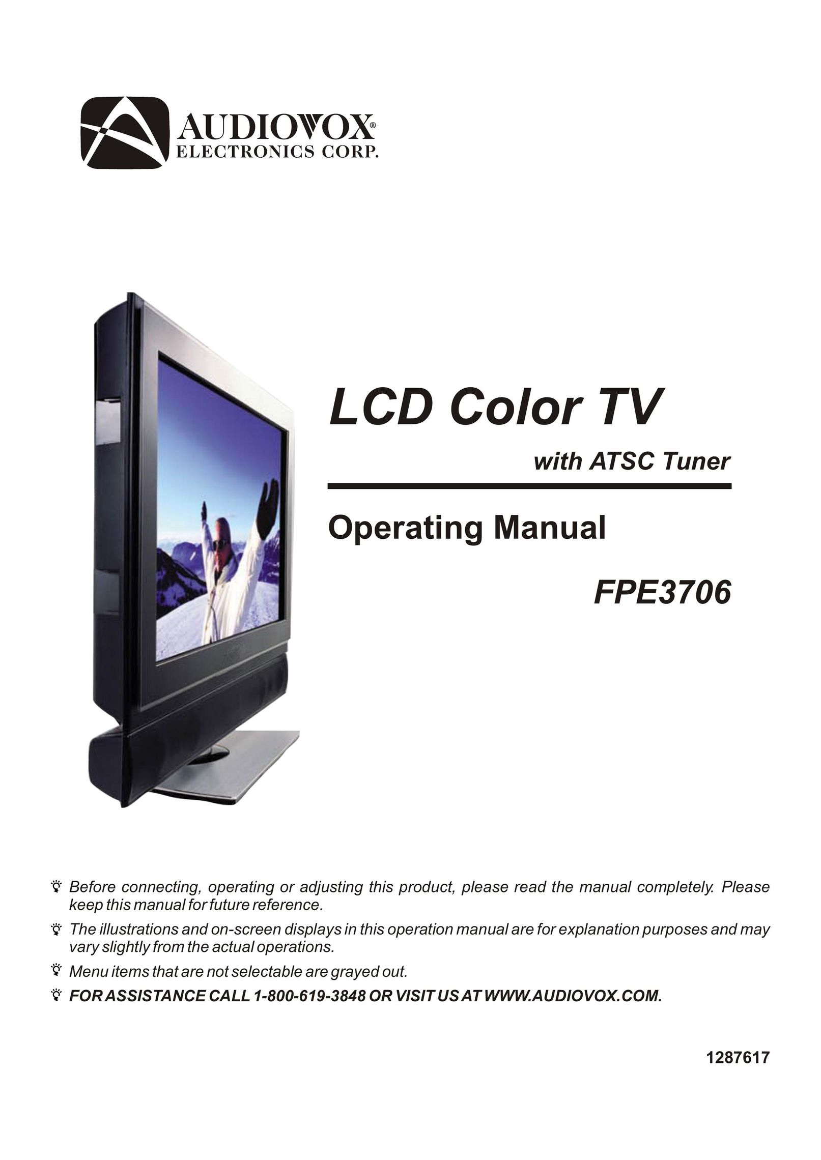 Audiovox FPE3706 Flat Panel Television User Manual