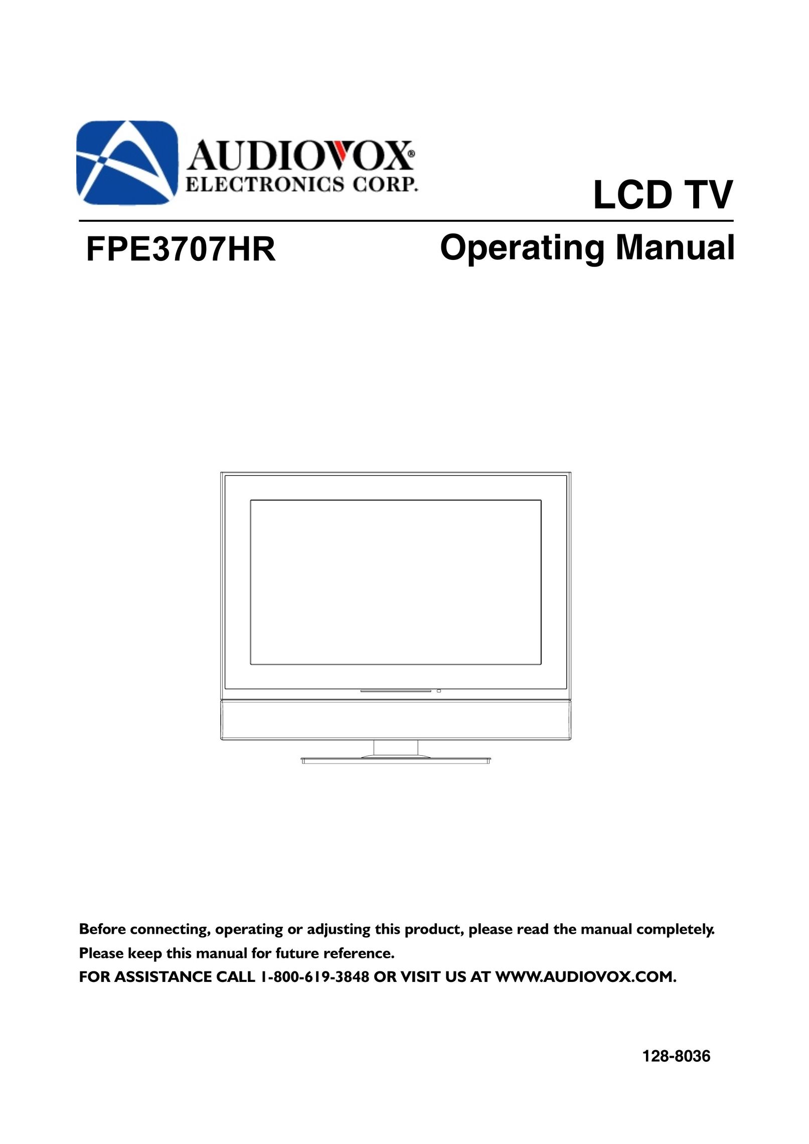 Audiovox FPE3707HR Flat Panel Television User Manual