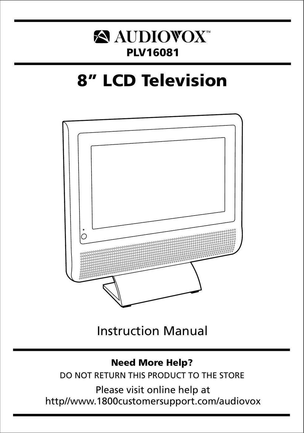 Audiovox PLV16081 Flat Panel Television User Manual