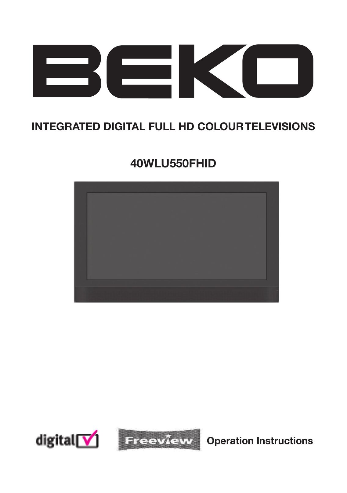 Beko 40WLU550FHID Flat Panel Television User Manual