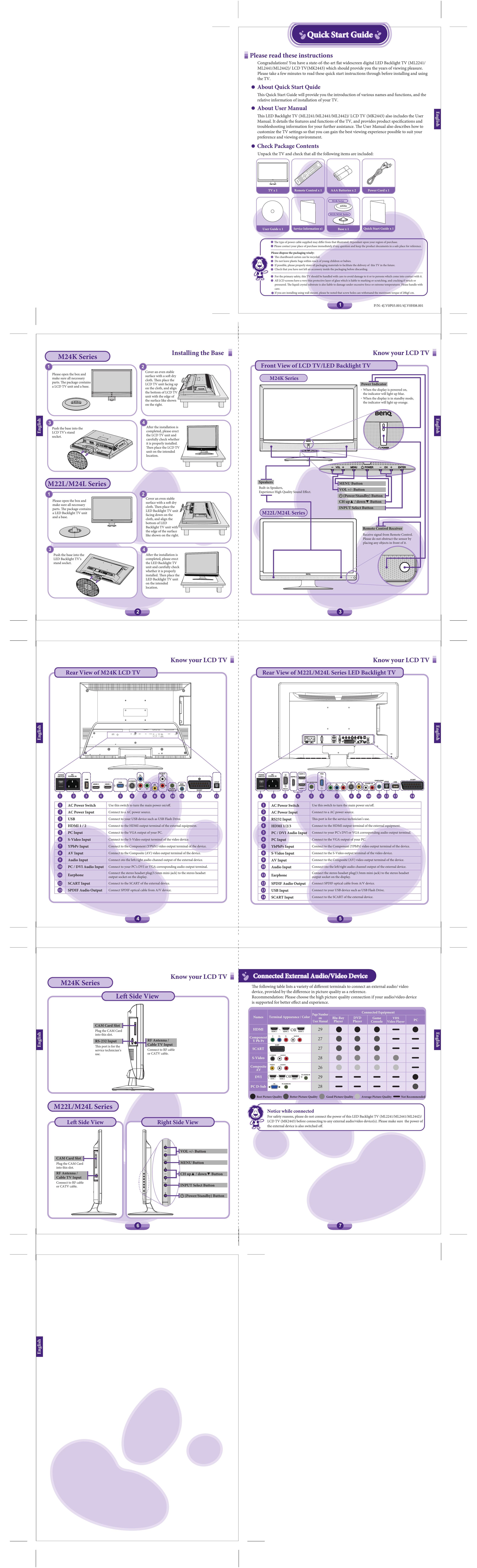 BenQ ML2241 Flat Panel Television User Manual