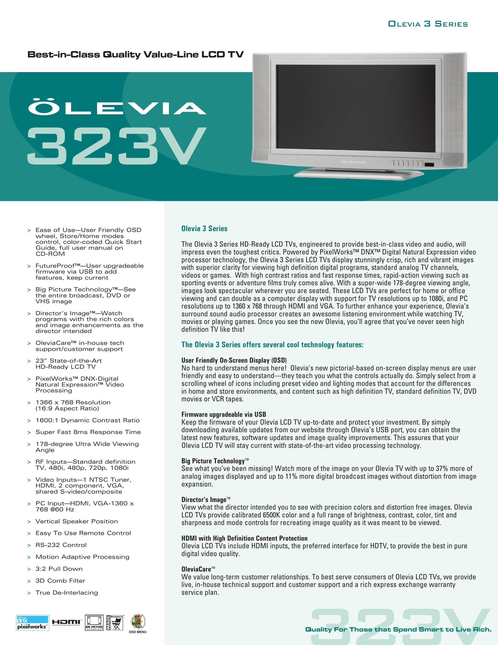 Brilliant Label 323V Flat Panel Television User Manual