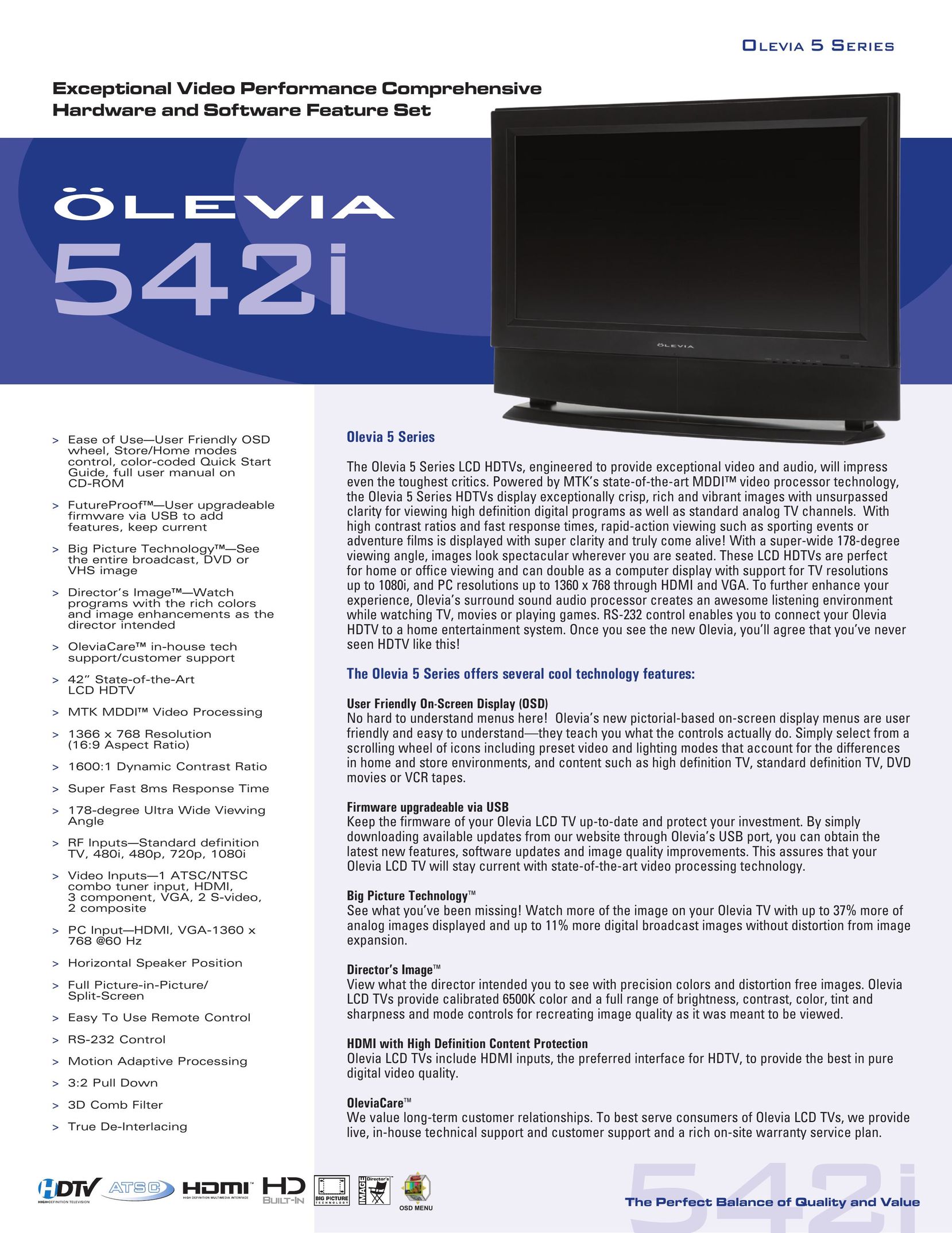 Brilliant Label 542i Flat Panel Television User Manual