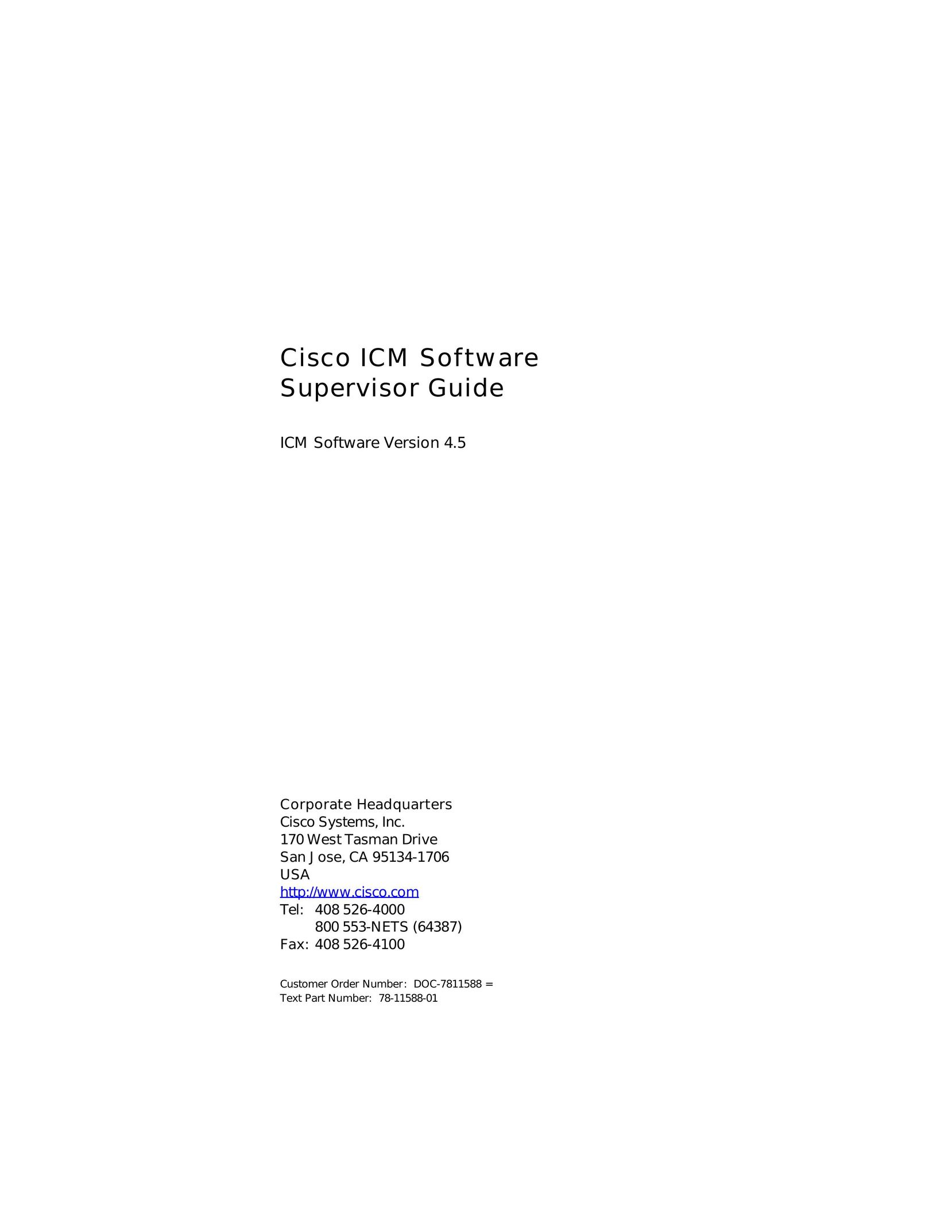 Cisco Systems ICM Software Version 4.5 Flat Panel Television User Manual
