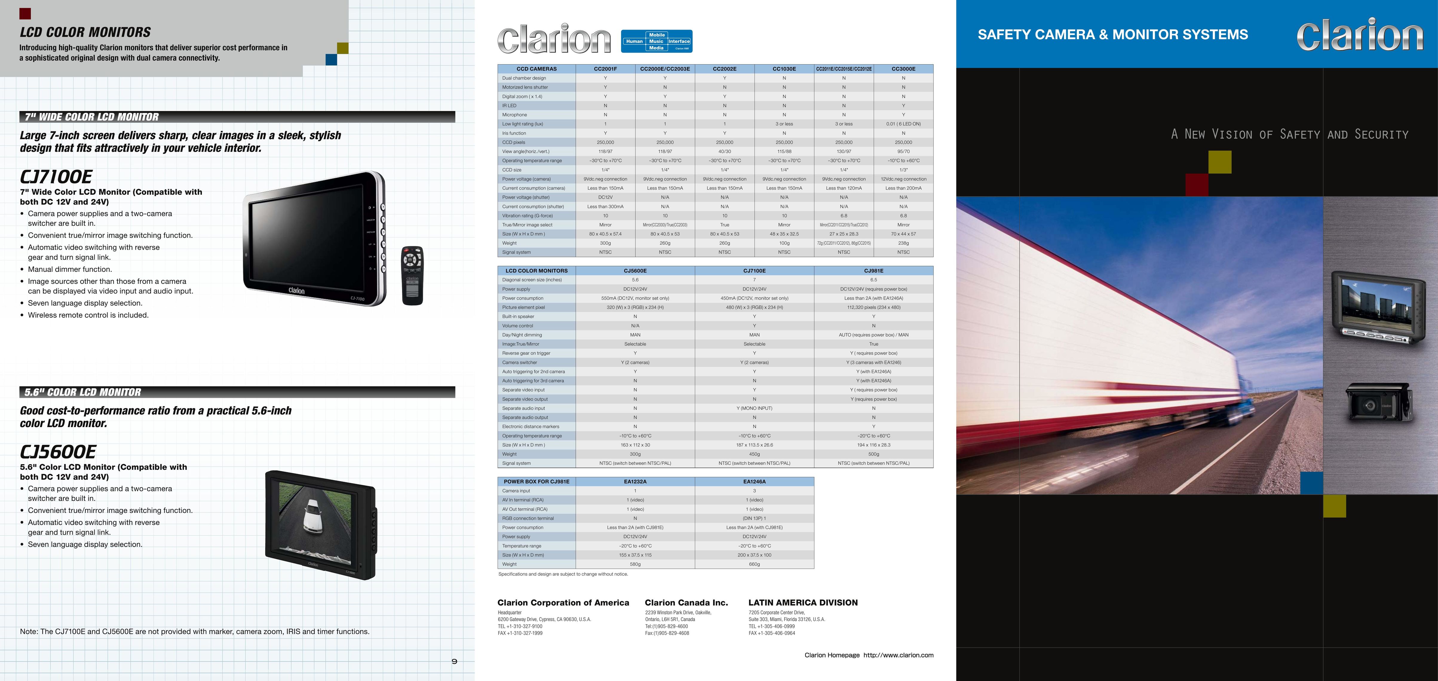 Clarion CJ7100E Flat Panel Television User Manual