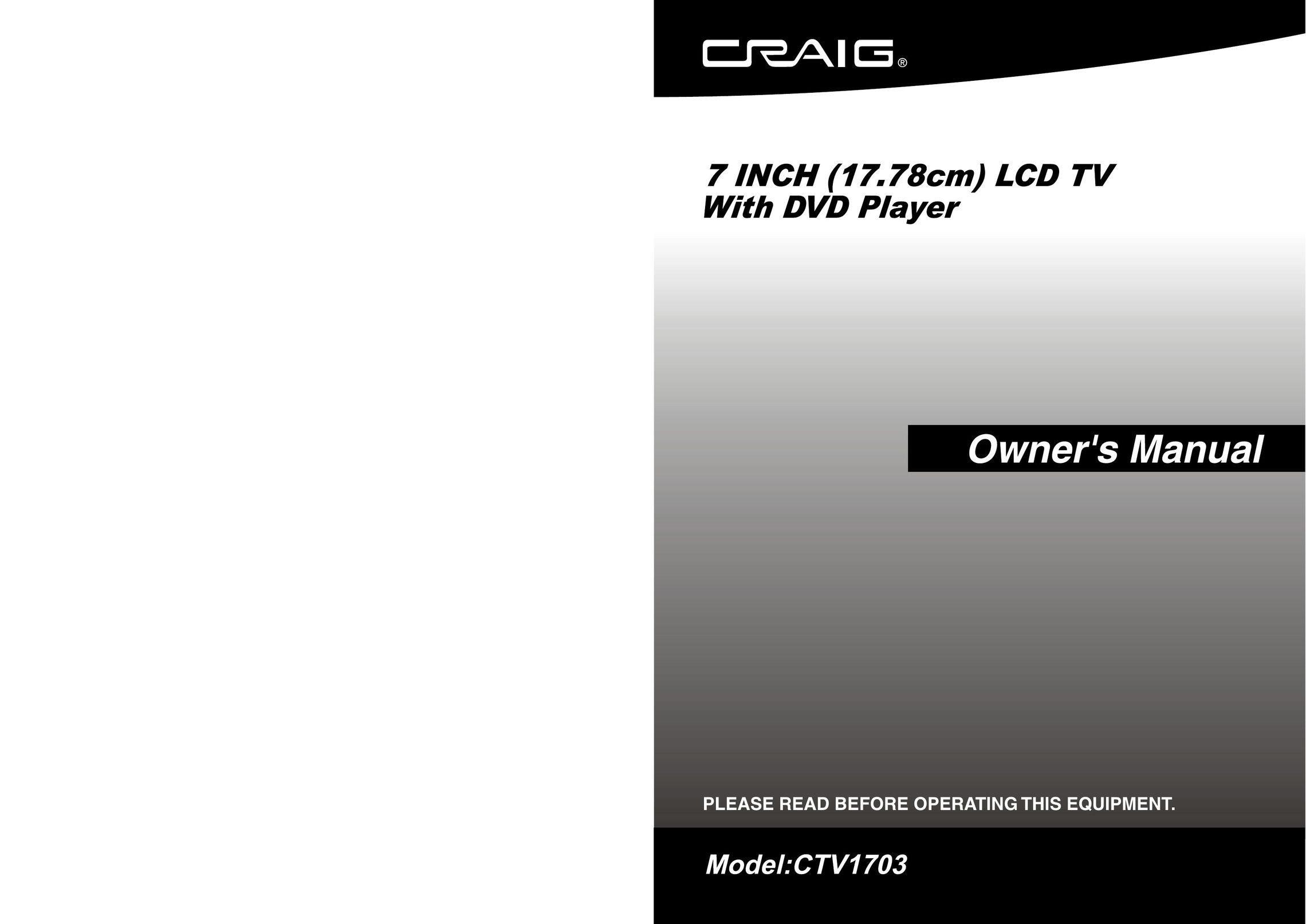 Craig CTV1703 Flat Panel Television User Manual