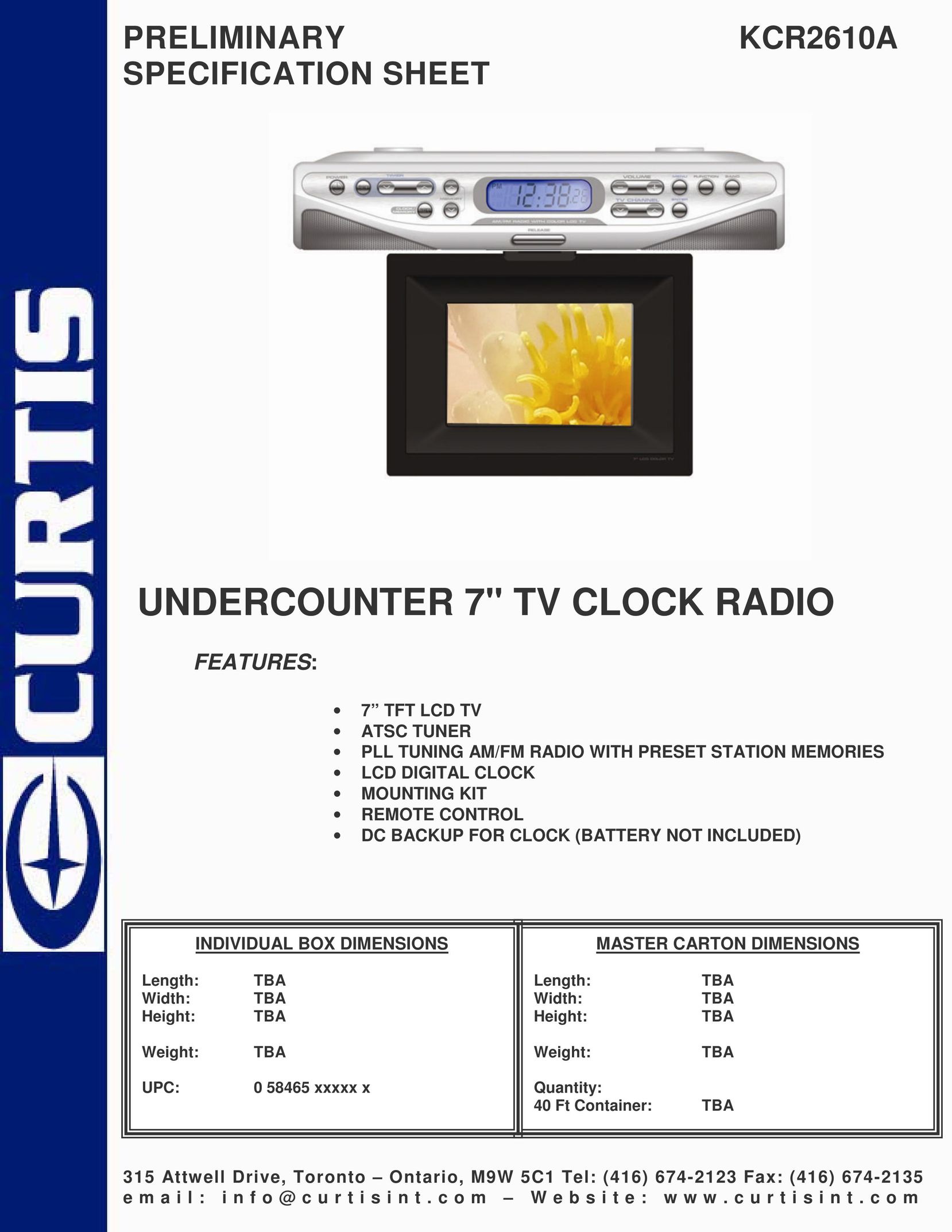 Curtis KCR2610A Flat Panel Television User Manual