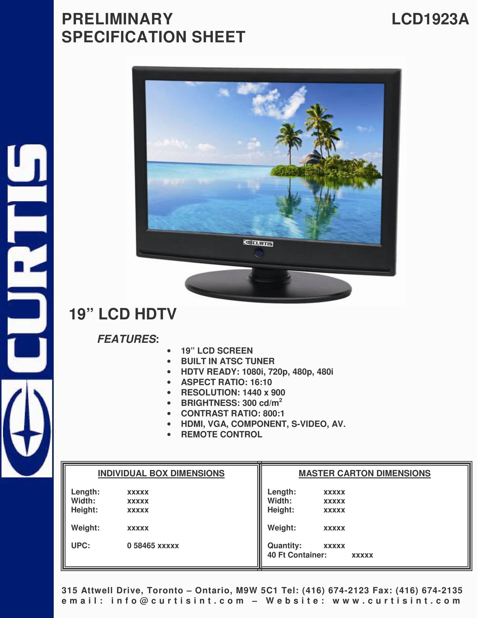 Curtis LCD1923A Flat Panel Television User Manual