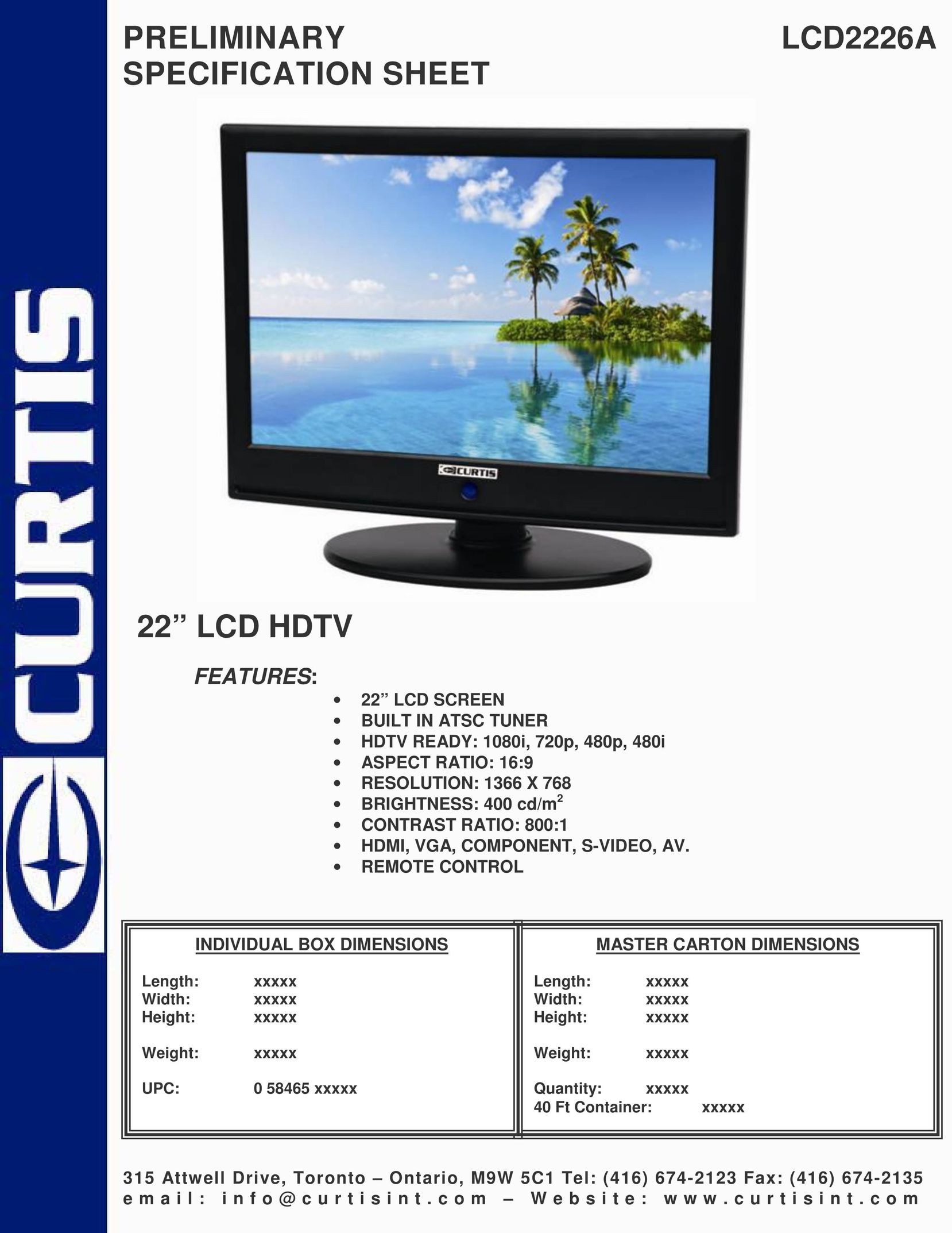 Curtis LCD2226A Flat Panel Television User Manual