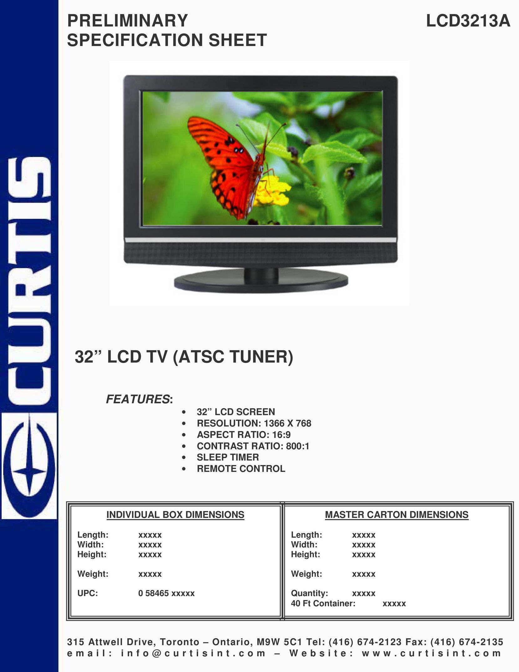 Curtis LCD3213A Flat Panel Television User Manual