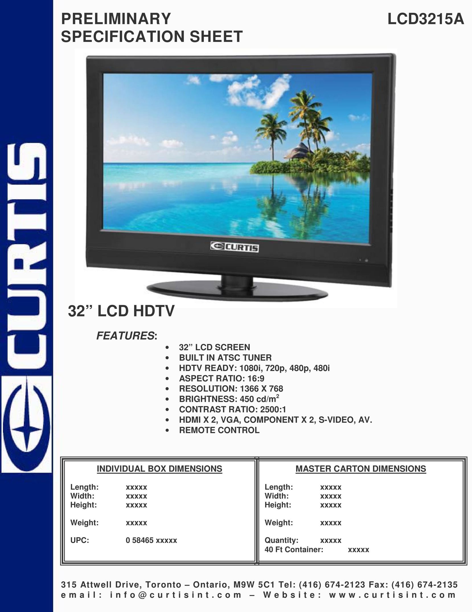 Curtis LCD3215A Flat Panel Television User Manual