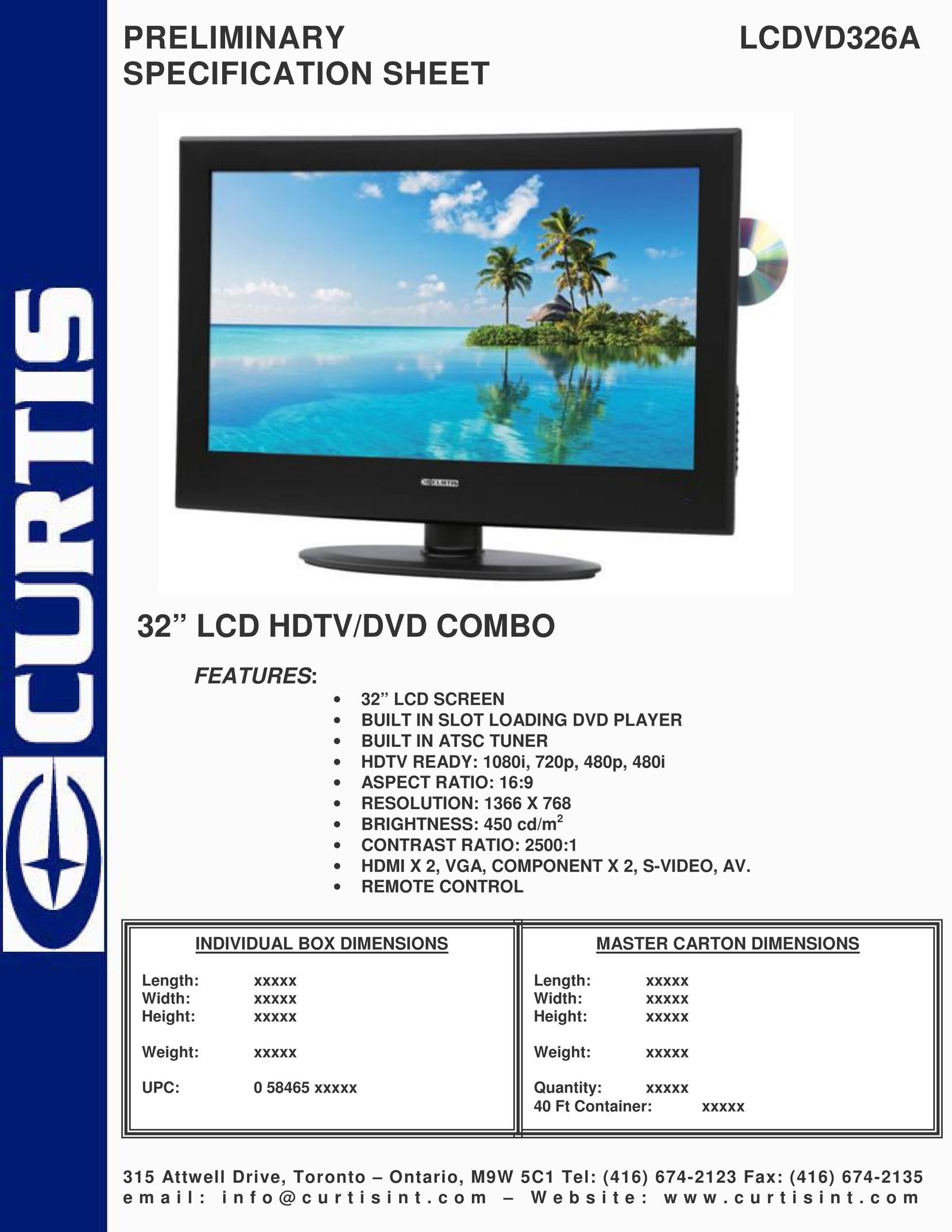 Curtis LCDVD326A Flat Panel Television User Manual
