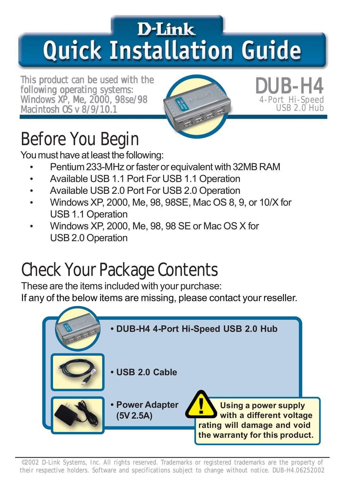 D-Link DUB-H4 Flat Panel Television User Manual