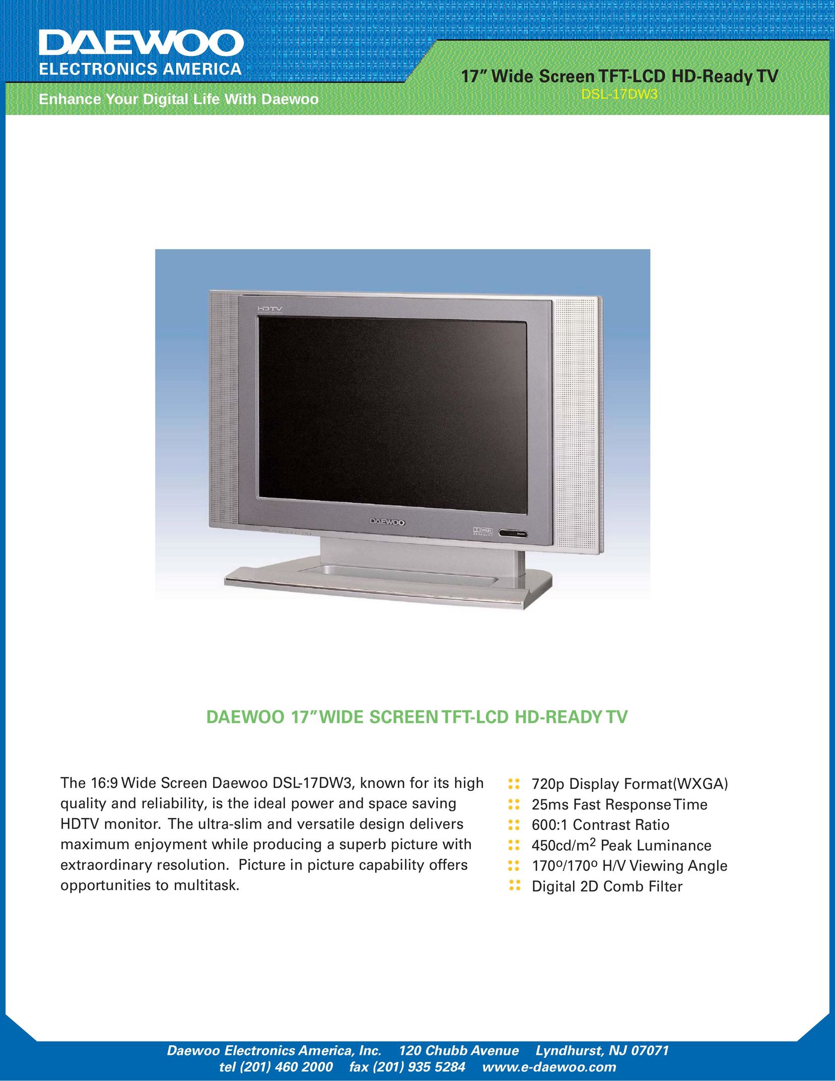 Daewoo DSL-17DW3 Flat Panel Television User Manual