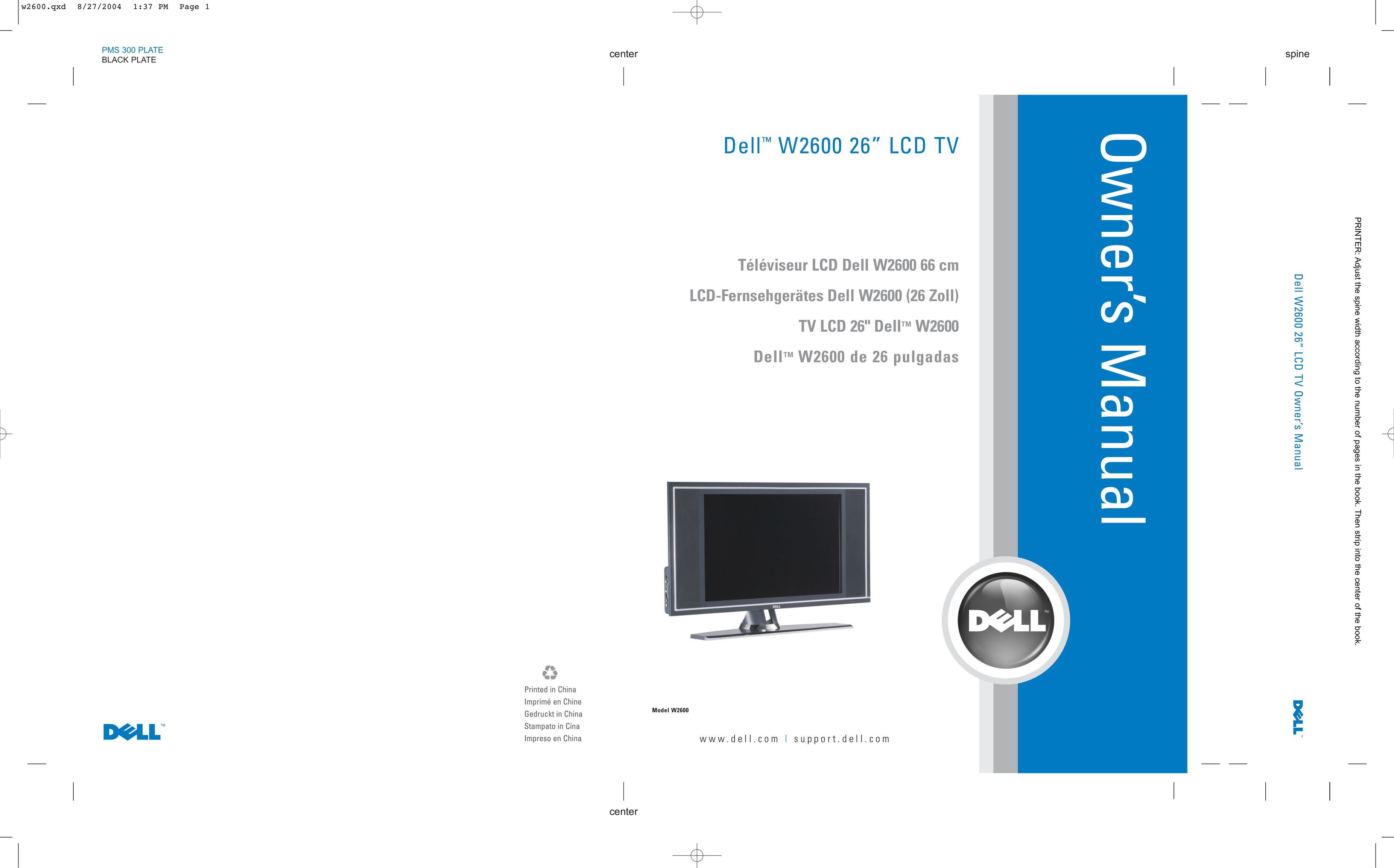 Dell W2600 Flat Panel Television User Manual