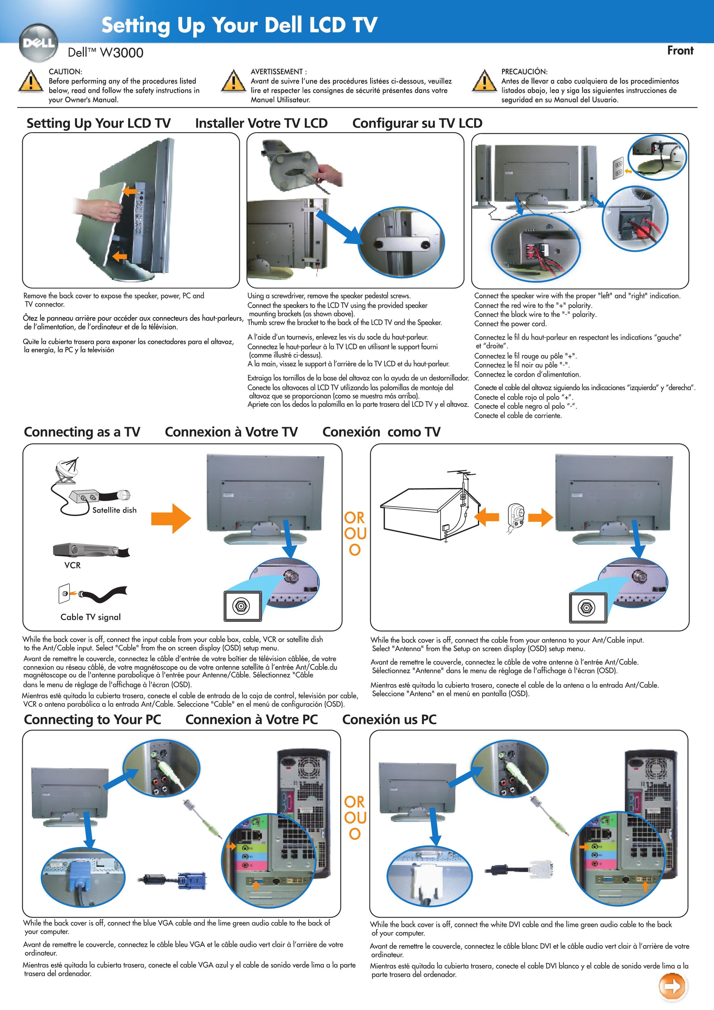 Dell W3000 Flat Panel Television User Manual