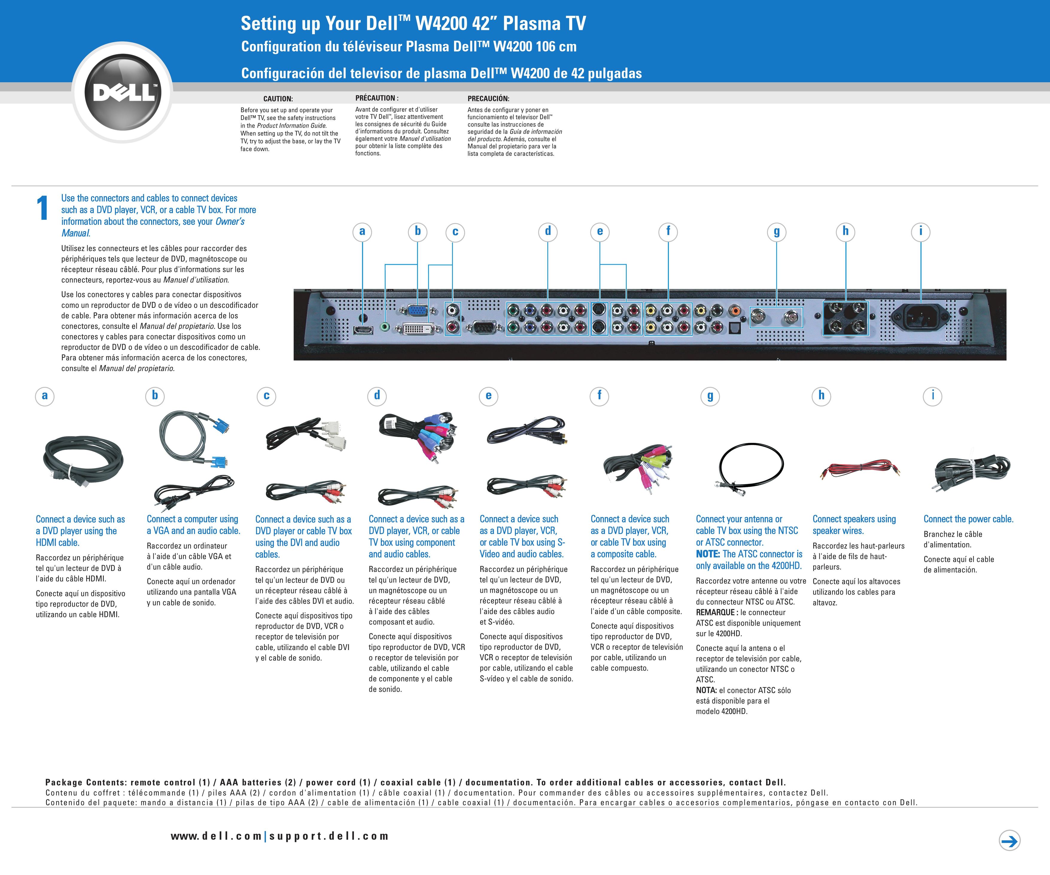 Dell W4200 Flat Panel Television User Manual