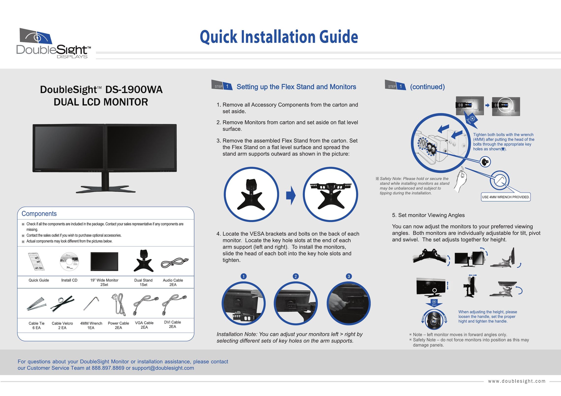 DoubleSight Displays DS-1900WA Flat Panel Television User Manual