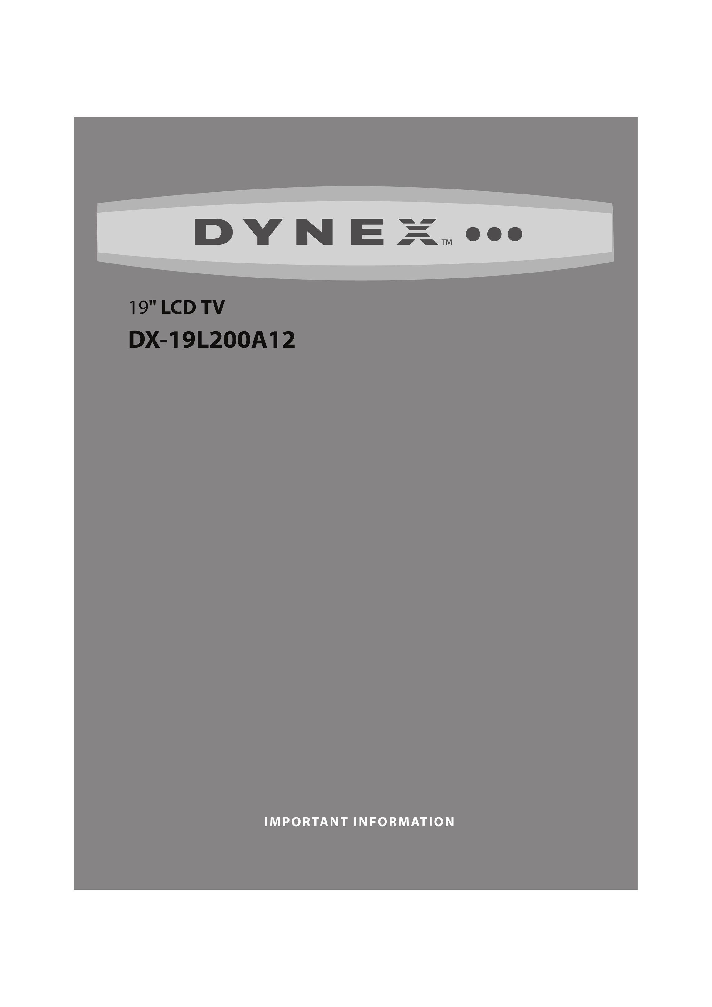 Dynex DX-19L200A12 Flat Panel Television User Manual