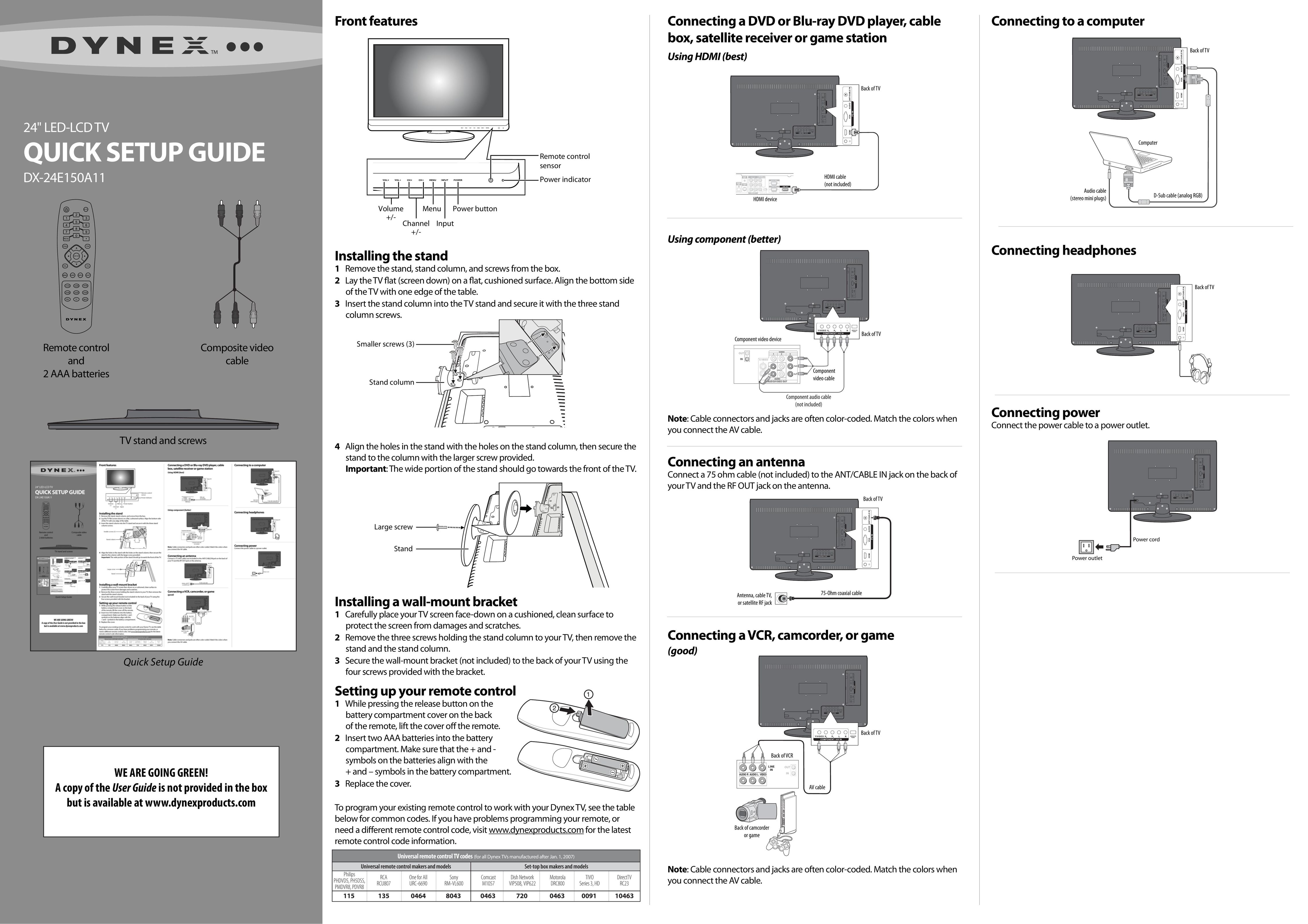 Dynex DX-24E150A11 Flat Panel Television User Manual