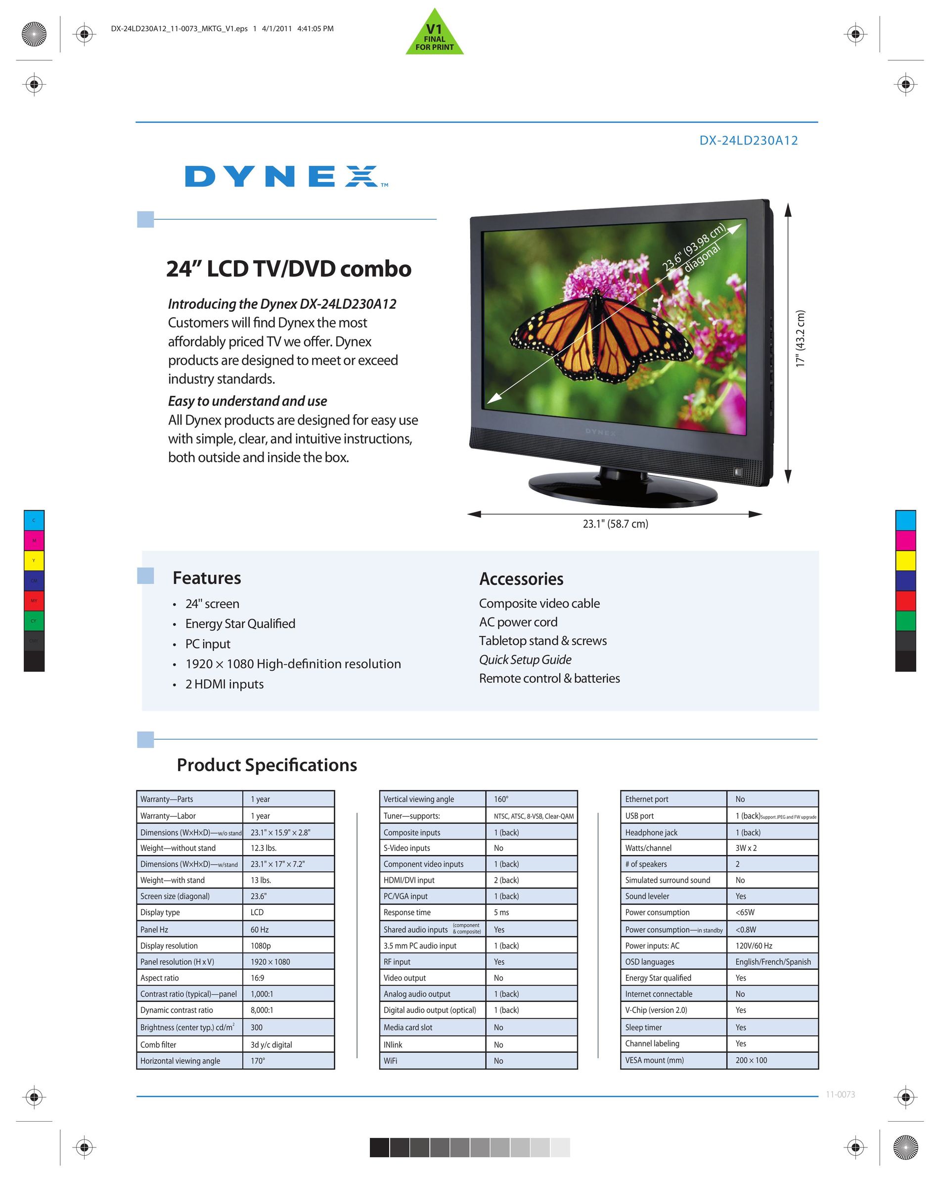 Dynex DX-24LD230A12 Flat Panel Television User Manual