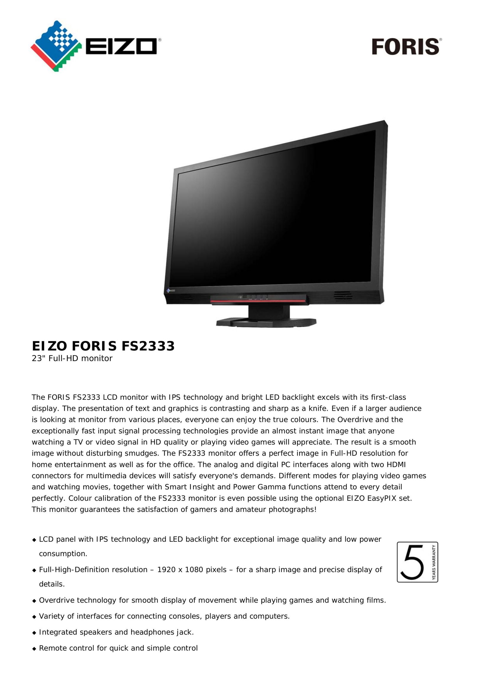 Eizo FS2333-BK Flat Panel Television User Manual