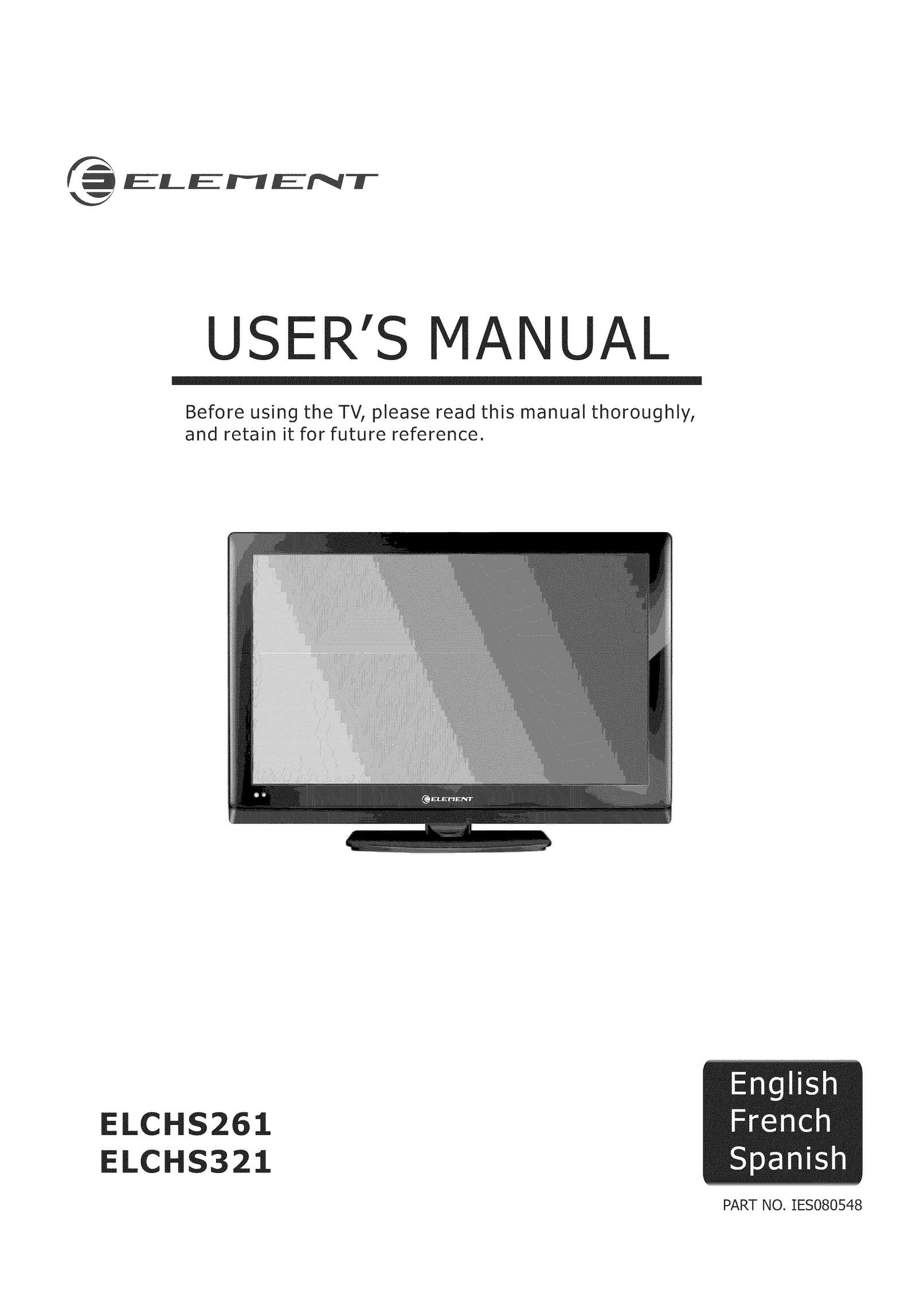 Element Electronics ELCHS261 Flat Panel Television User Manual