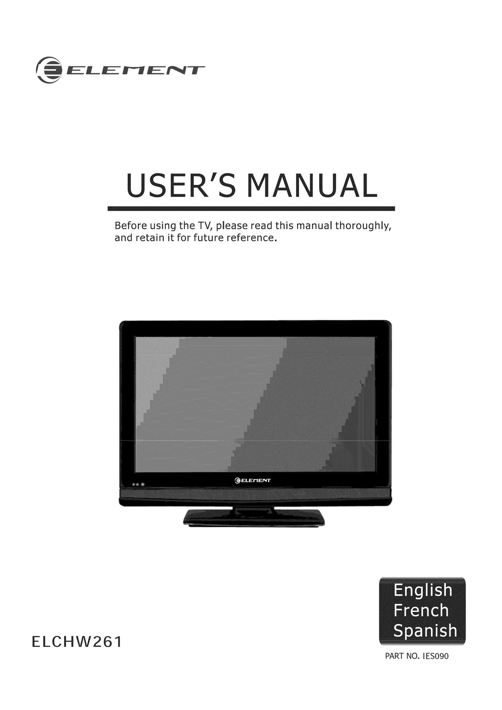 Element Electronics ELCHW261 Flat Panel Television User Manual