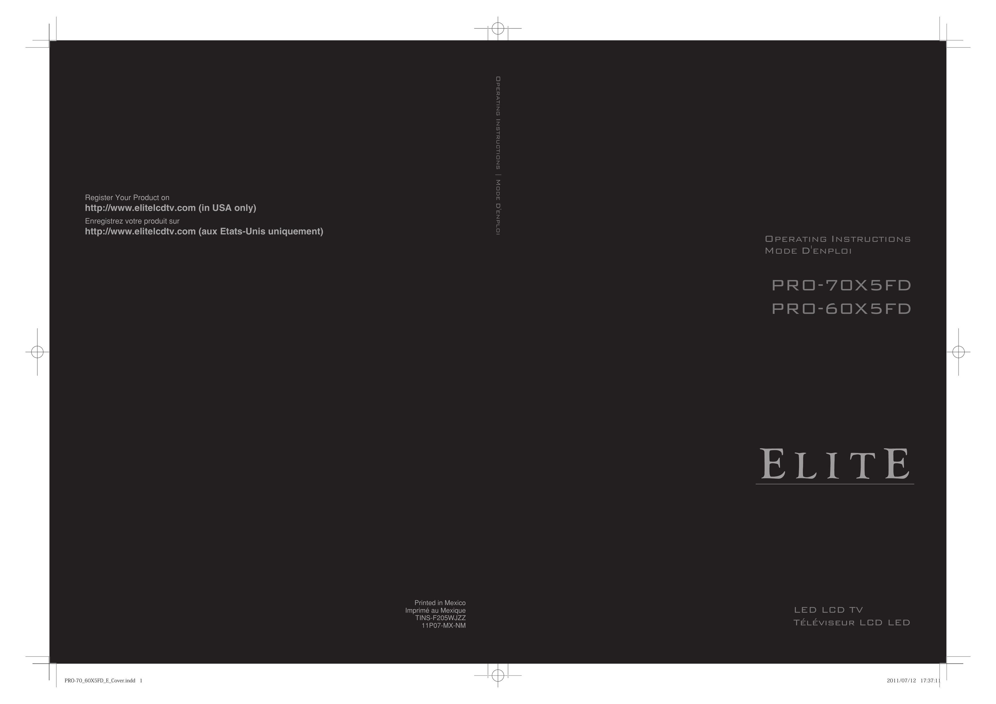 Elite Video PRO-60X5FD Flat Panel Television User Manual