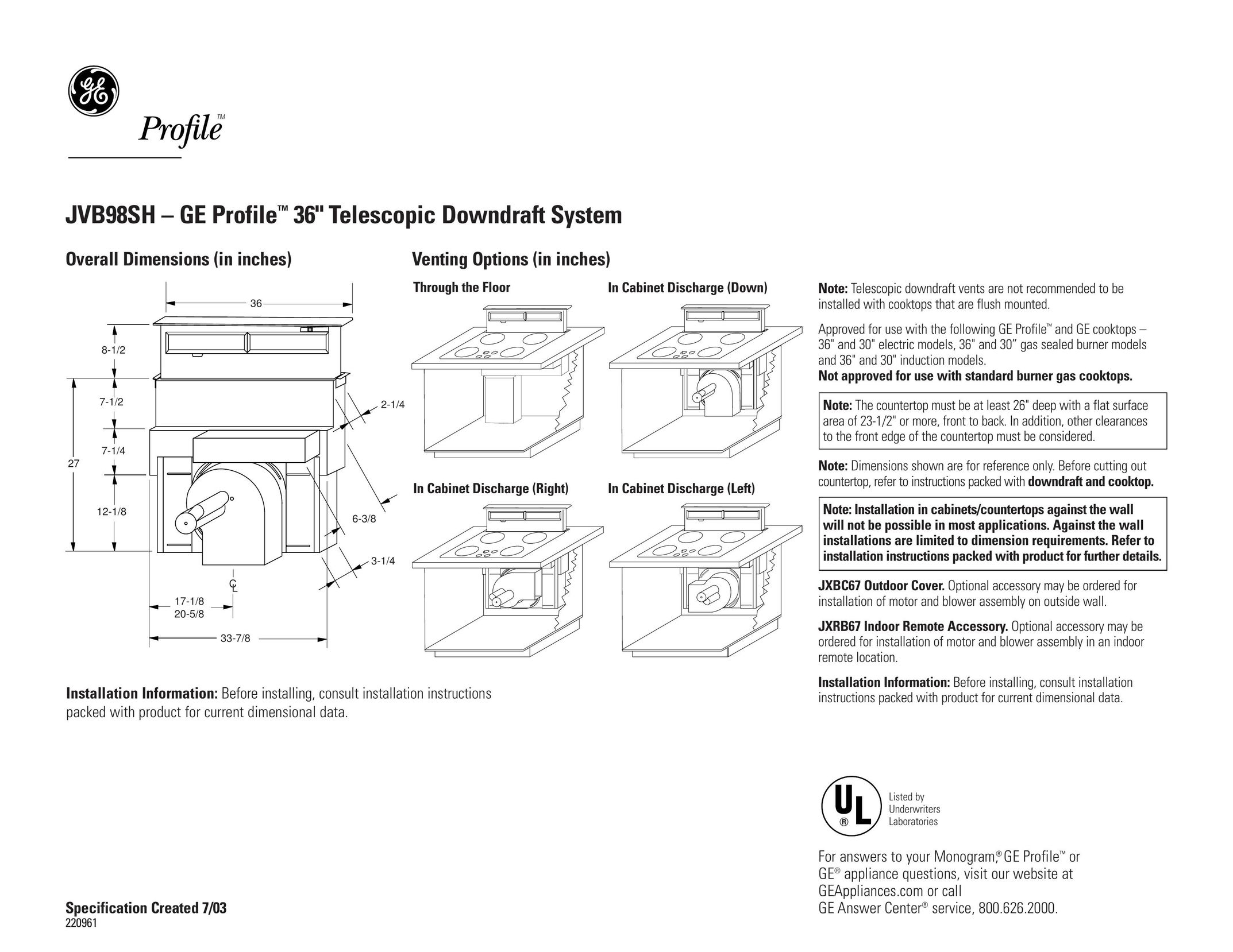 GE JVB98SH Flat Panel Television User Manual