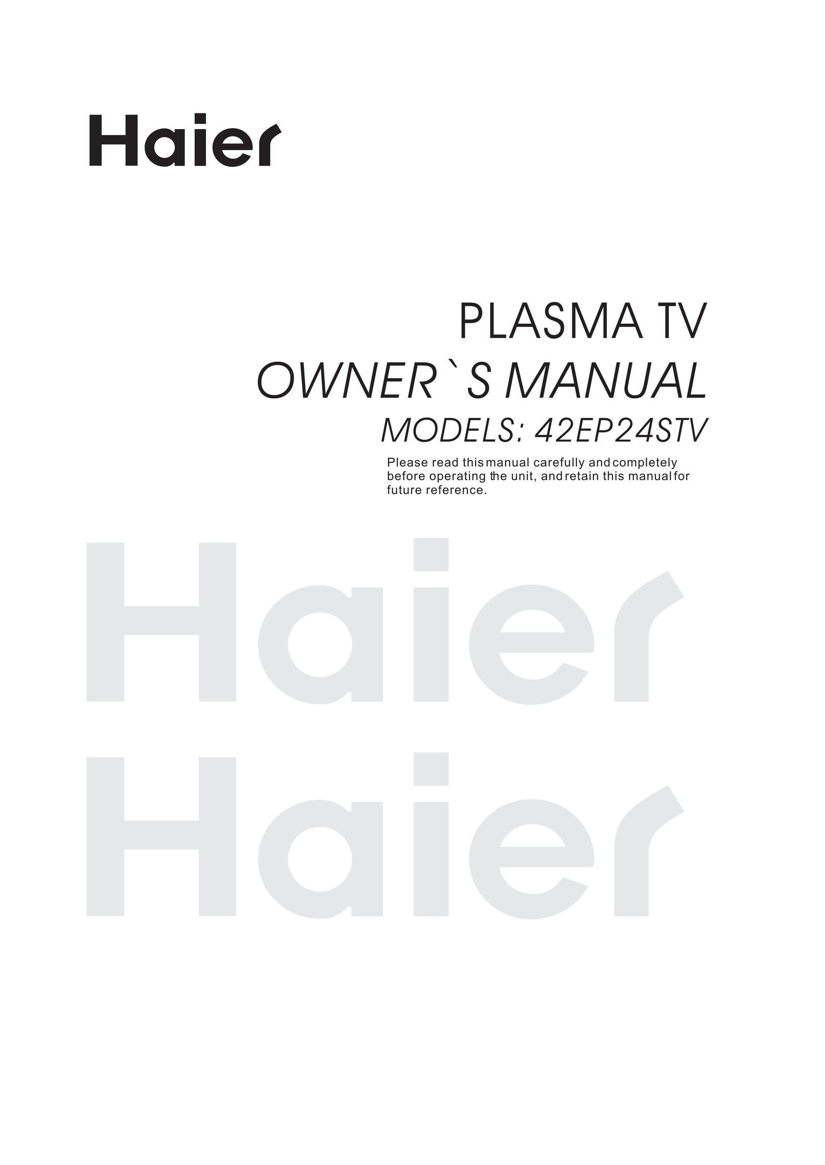 Haier 42EP24STV Flat Panel Television User Manual