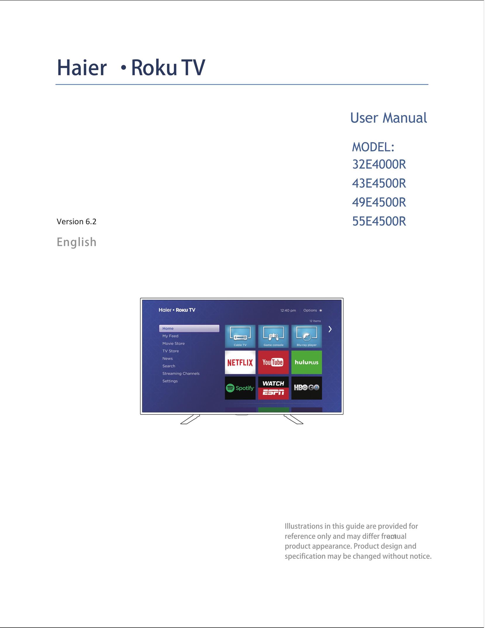 Haier 55E4500R Flat Panel Television User Manual
