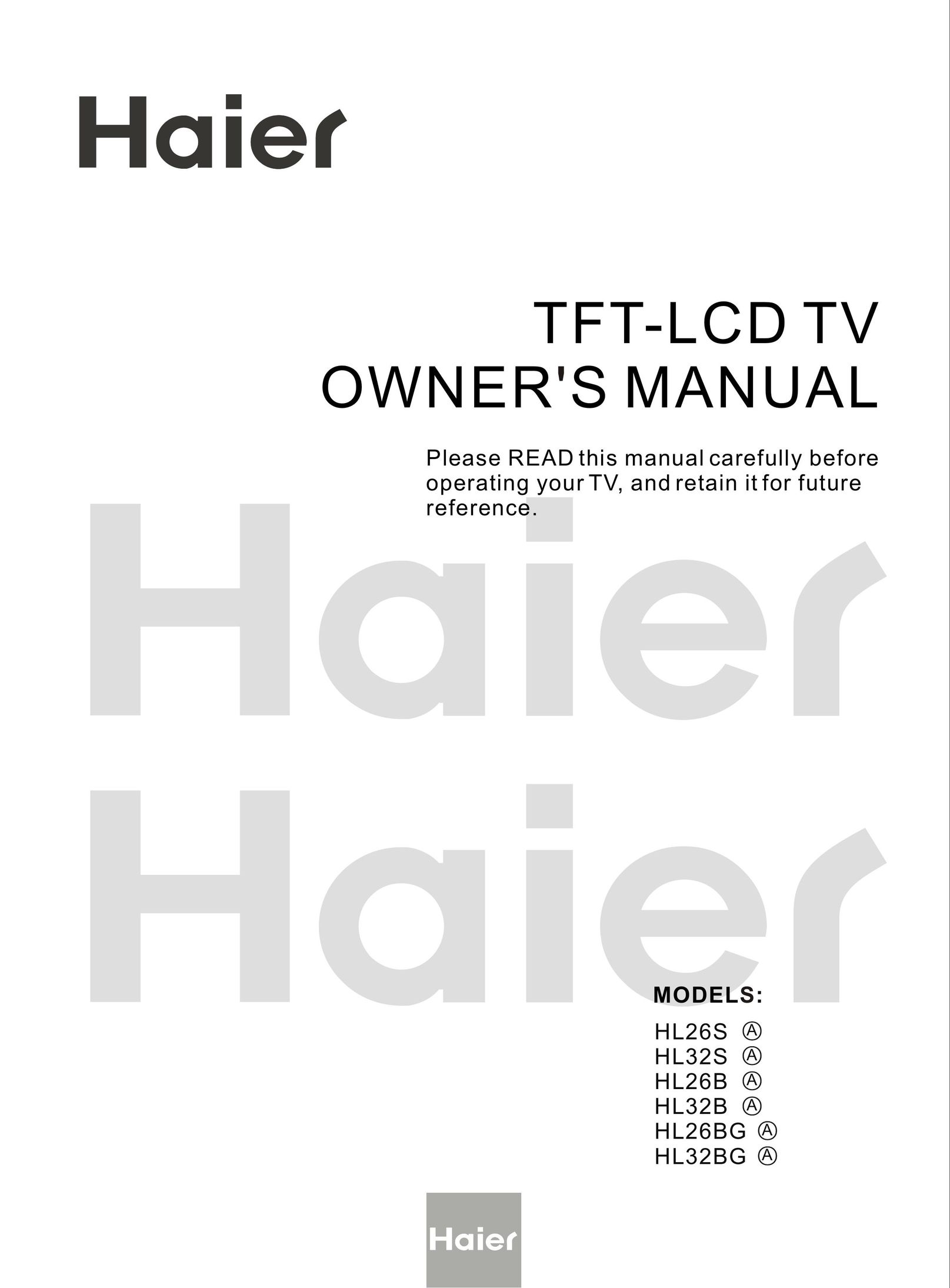 Haier HL26S Flat Panel Television User Manual