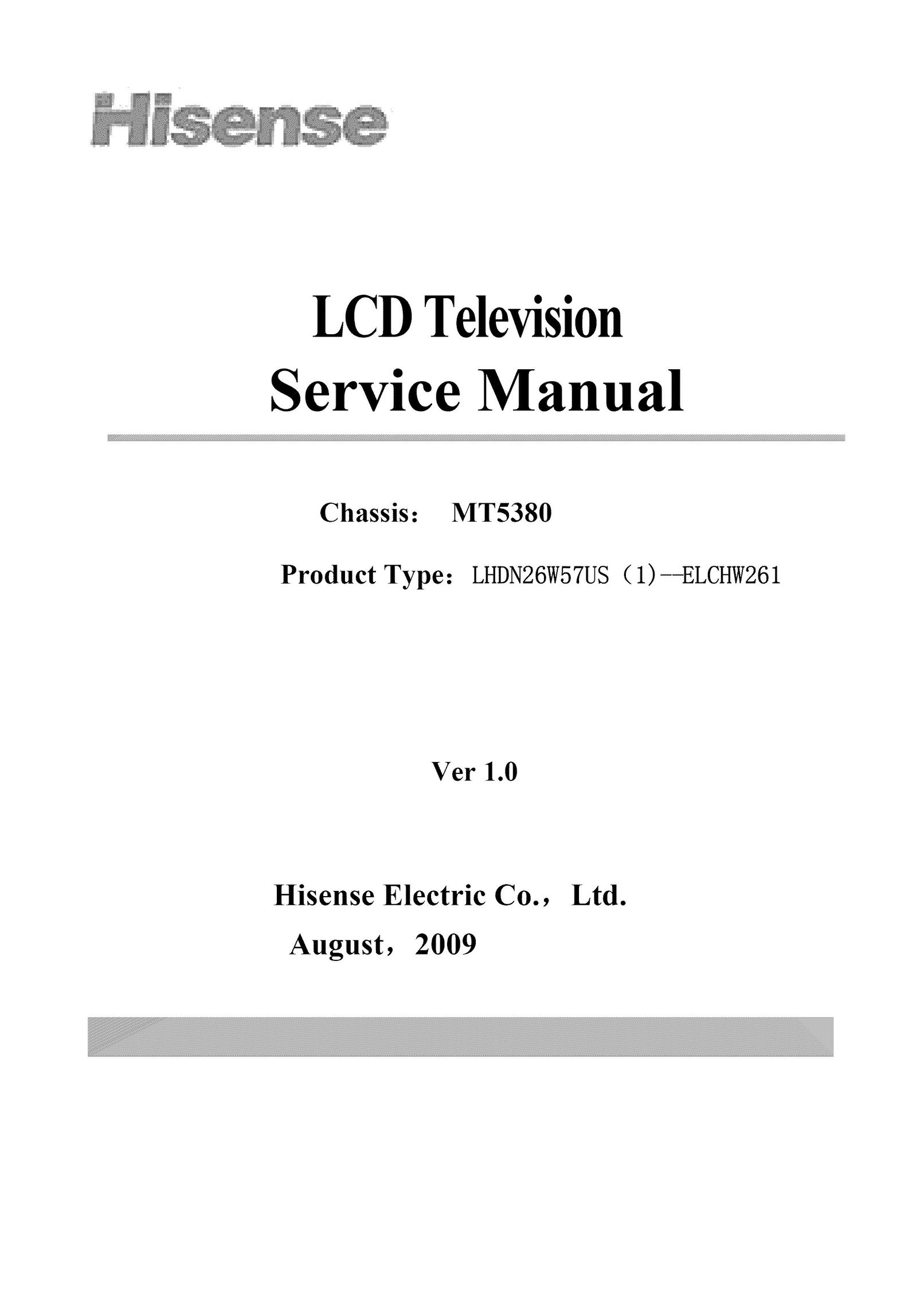 Hisense Group MT5380 Flat Panel Television User Manual