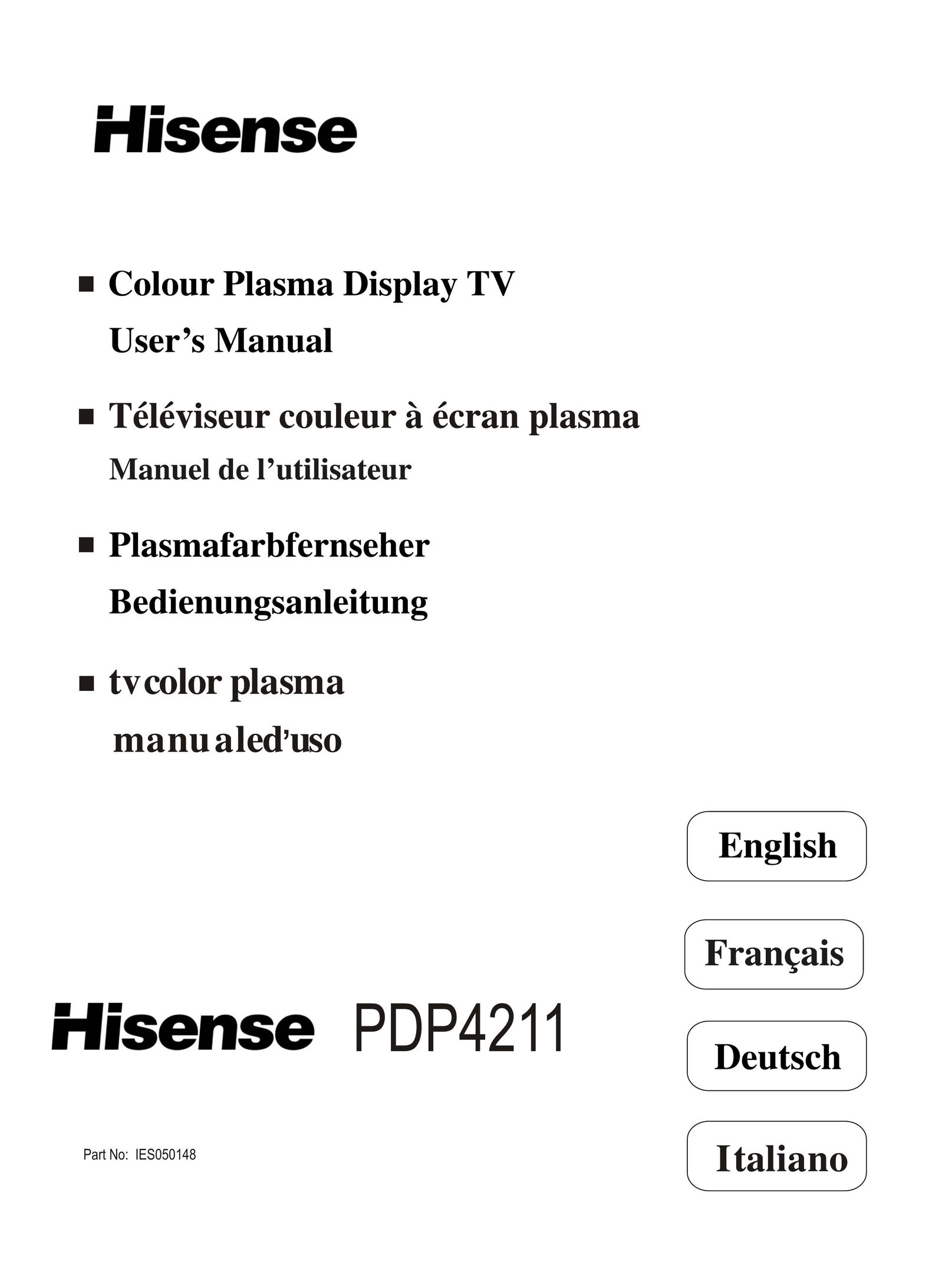 Hisense Group PDP4211EU Flat Panel Television User Manual