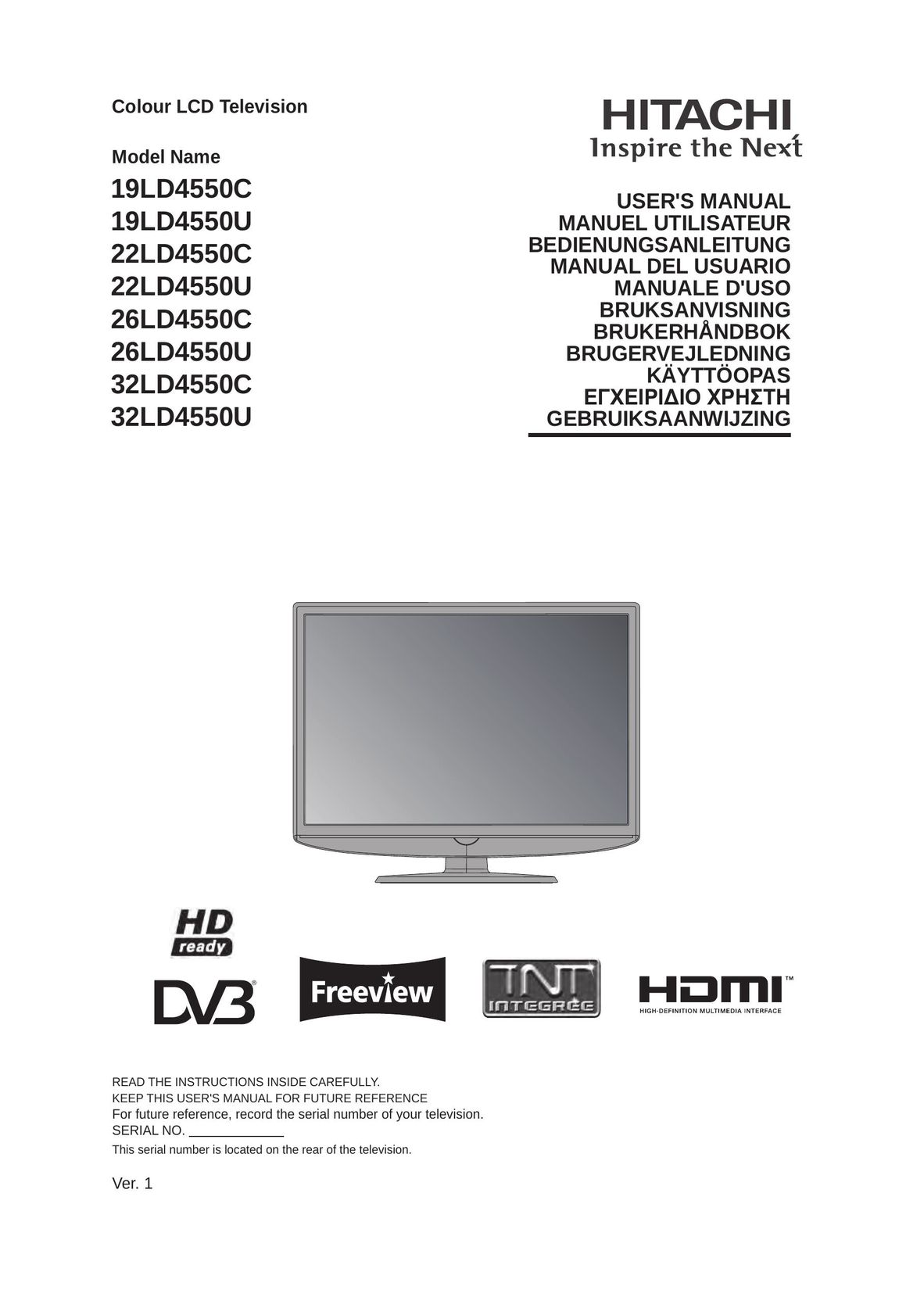 Hitachi 19LD4550U Flat Panel Television User Manual