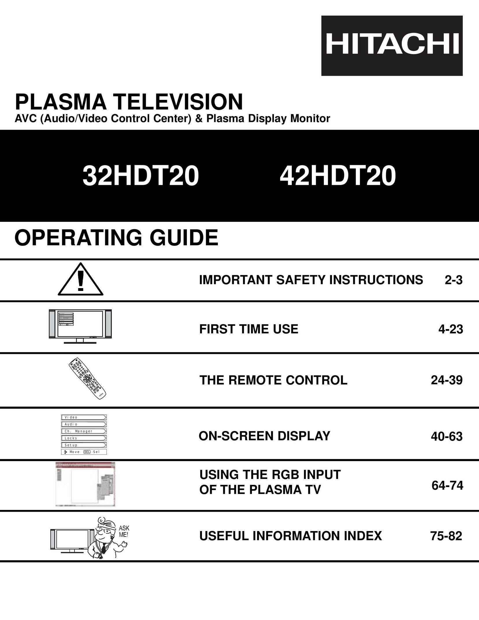 Hitachi 32HDT20 Flat Panel Television User Manual