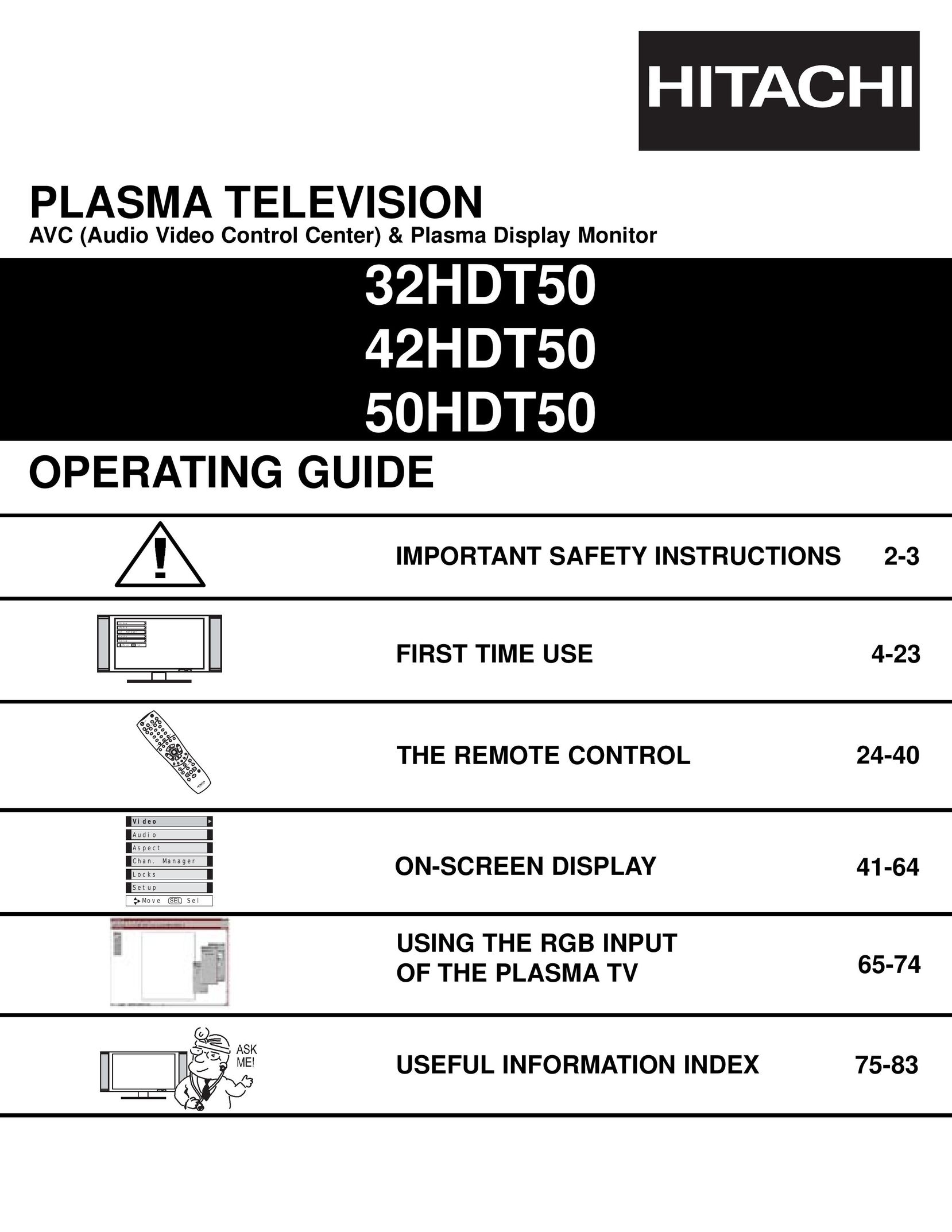 Hitachi 32HDT50 Flat Panel Television User Manual
