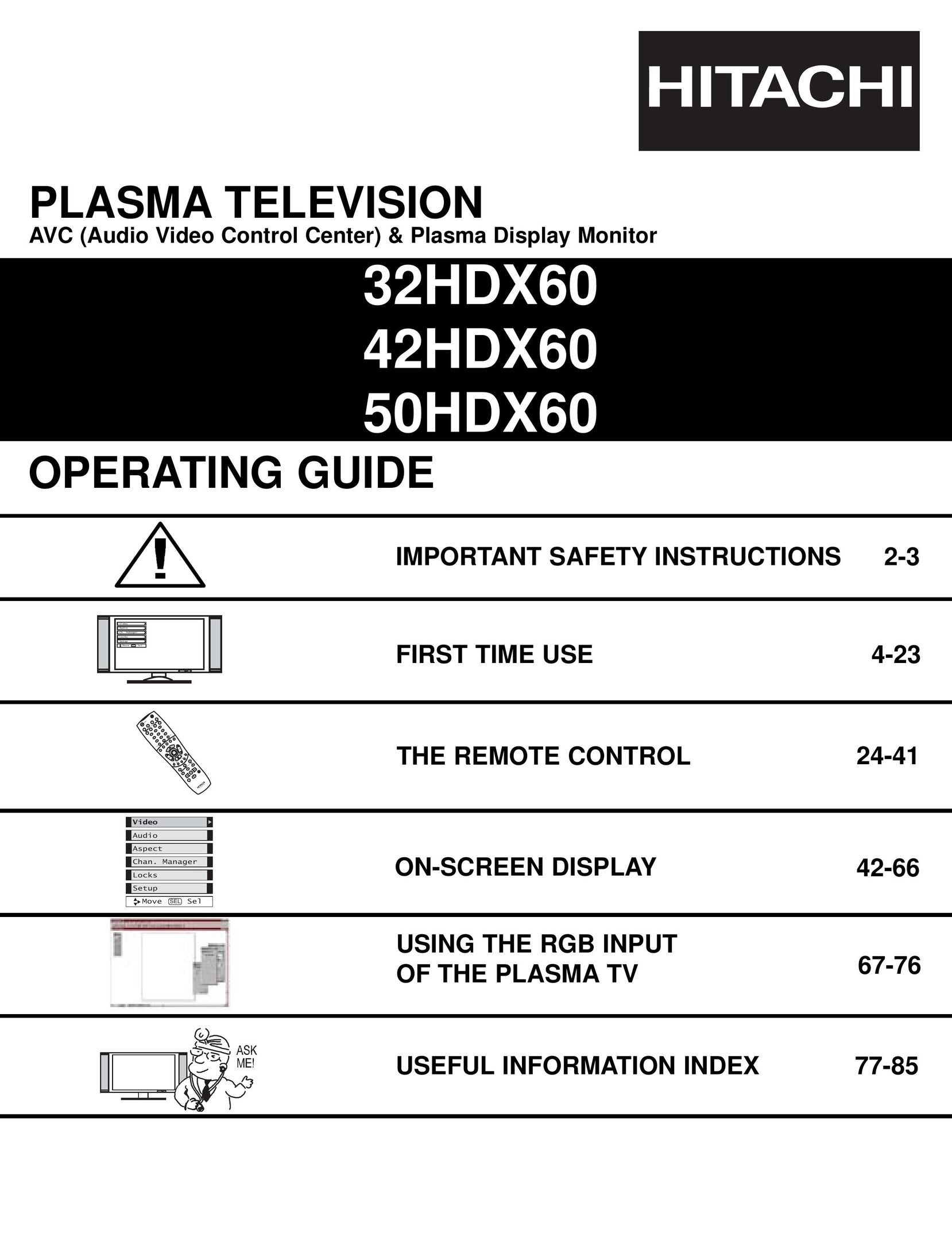 Hitachi 32HDX60 Flat Panel Television User Manual