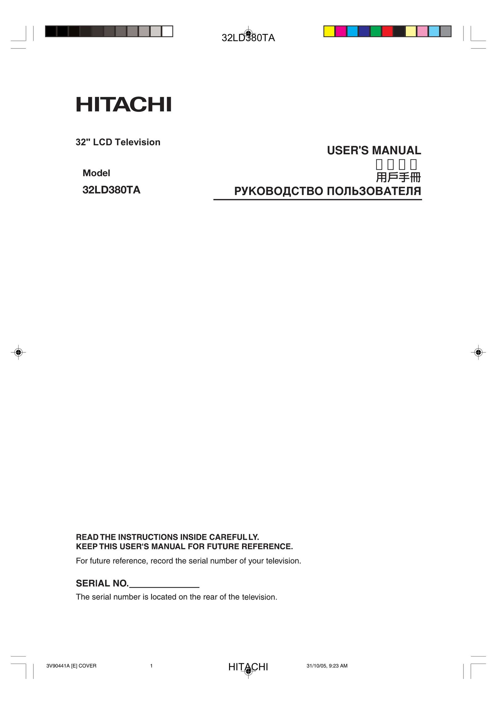 Hitachi 32LD380TA Flat Panel Television User Manual