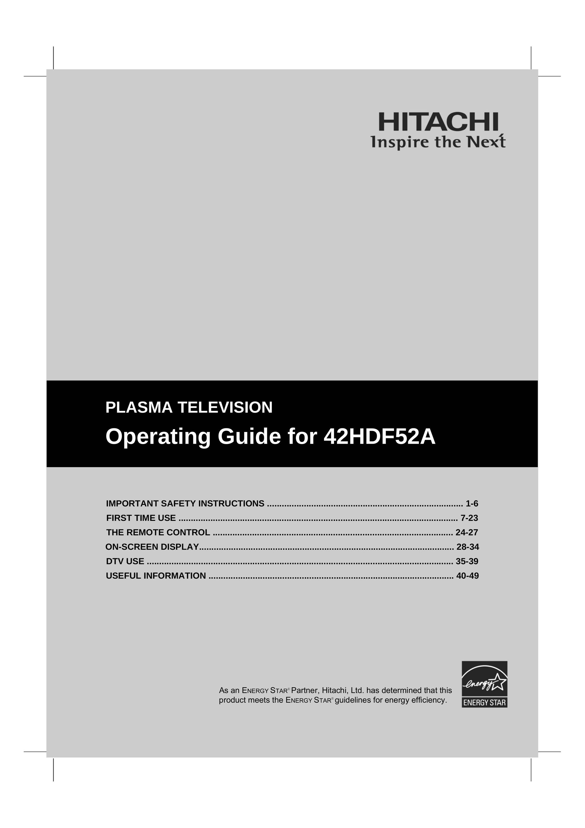 Hitachi 42HDF52A Flat Panel Television User Manual