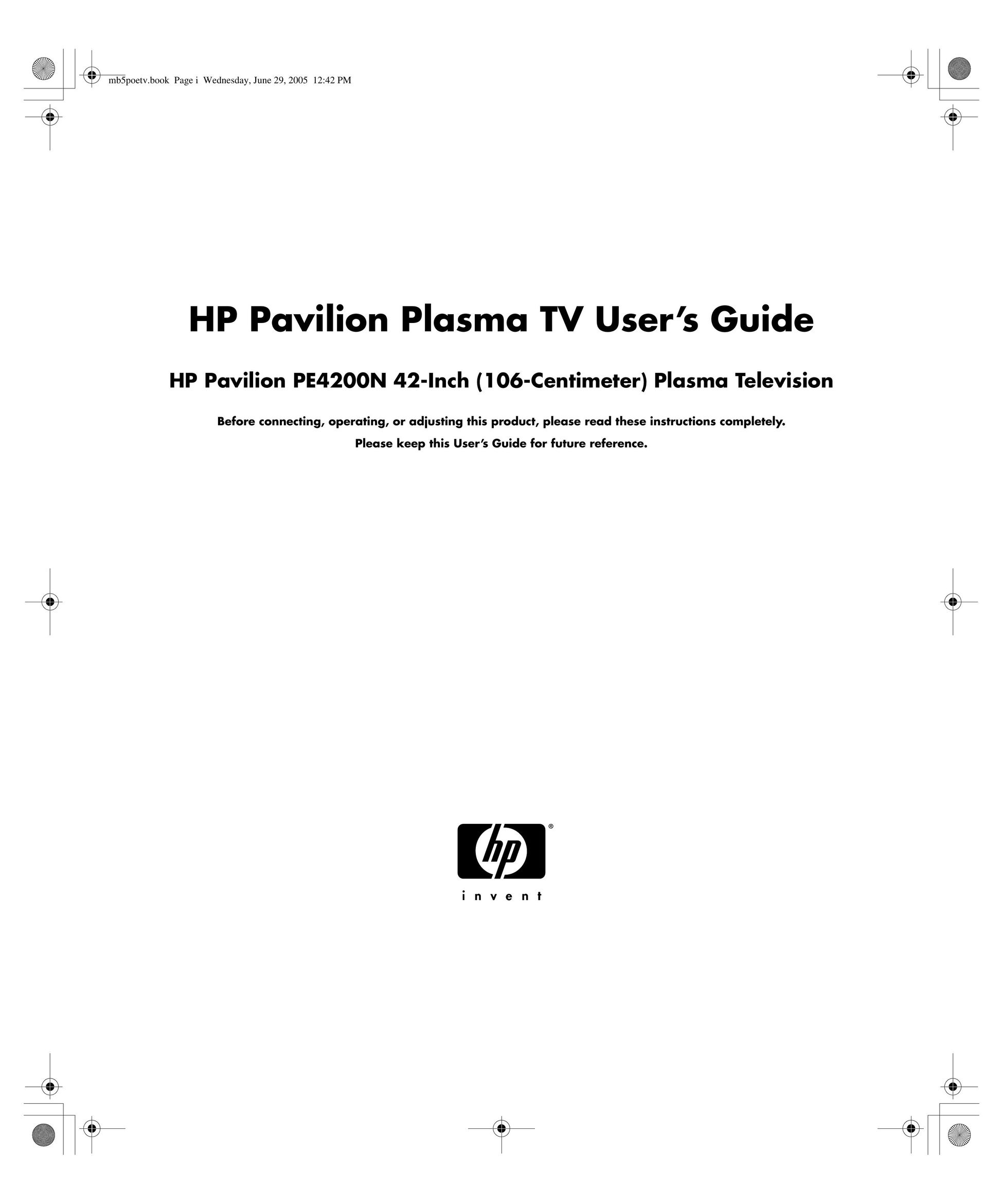HP (Hewlett-Packard) PE4200N Flat Panel Television User Manual