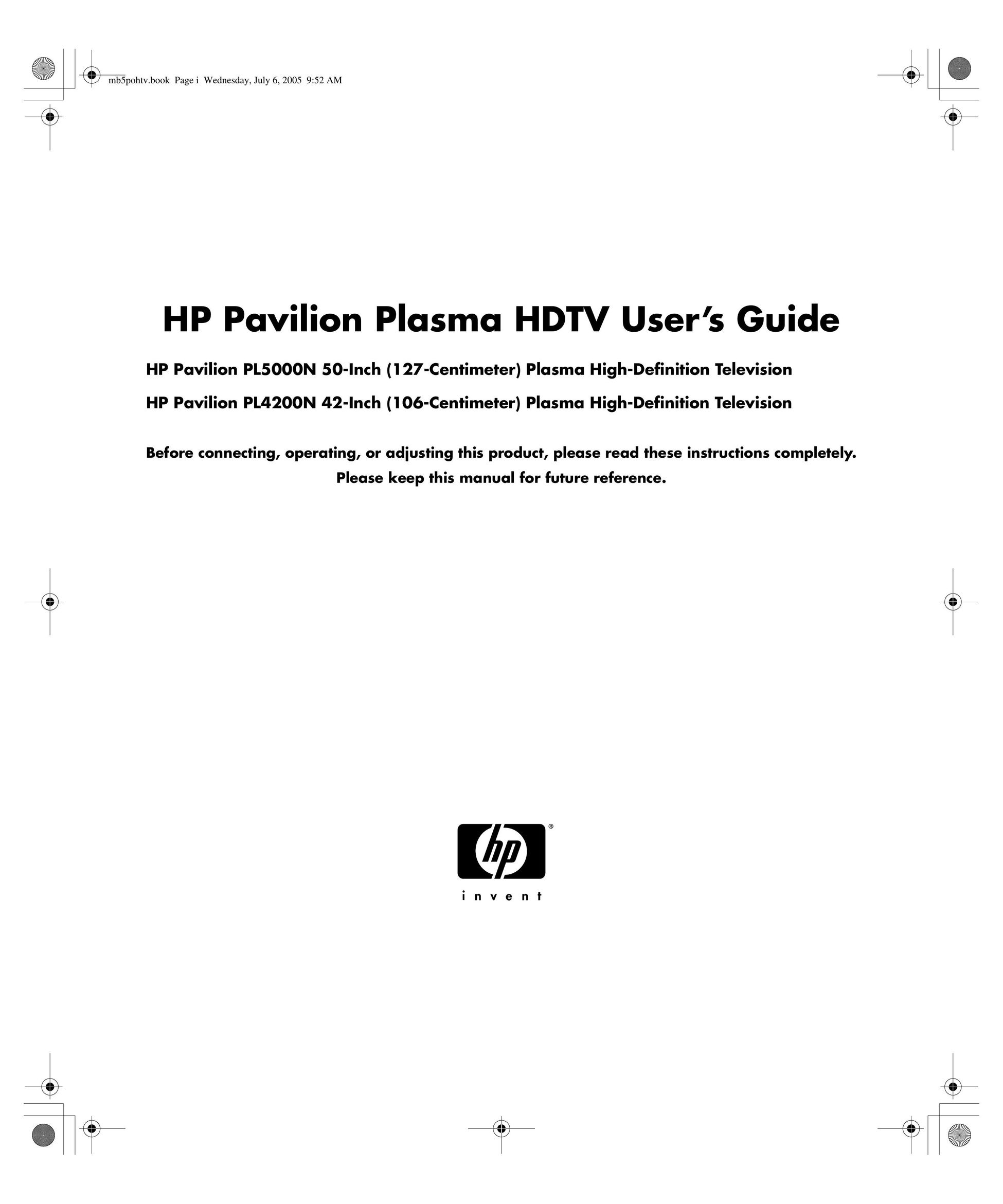 HP (Hewlett-Packard) PL4200N Flat Panel Television User Manual