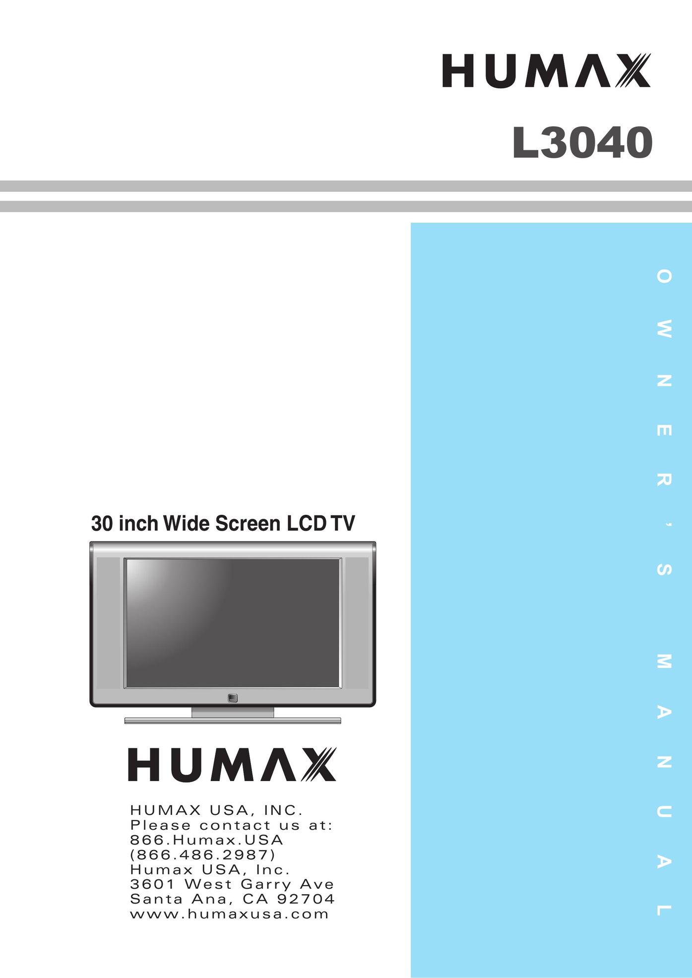 Humax L3040 Flat Panel Television User Manual