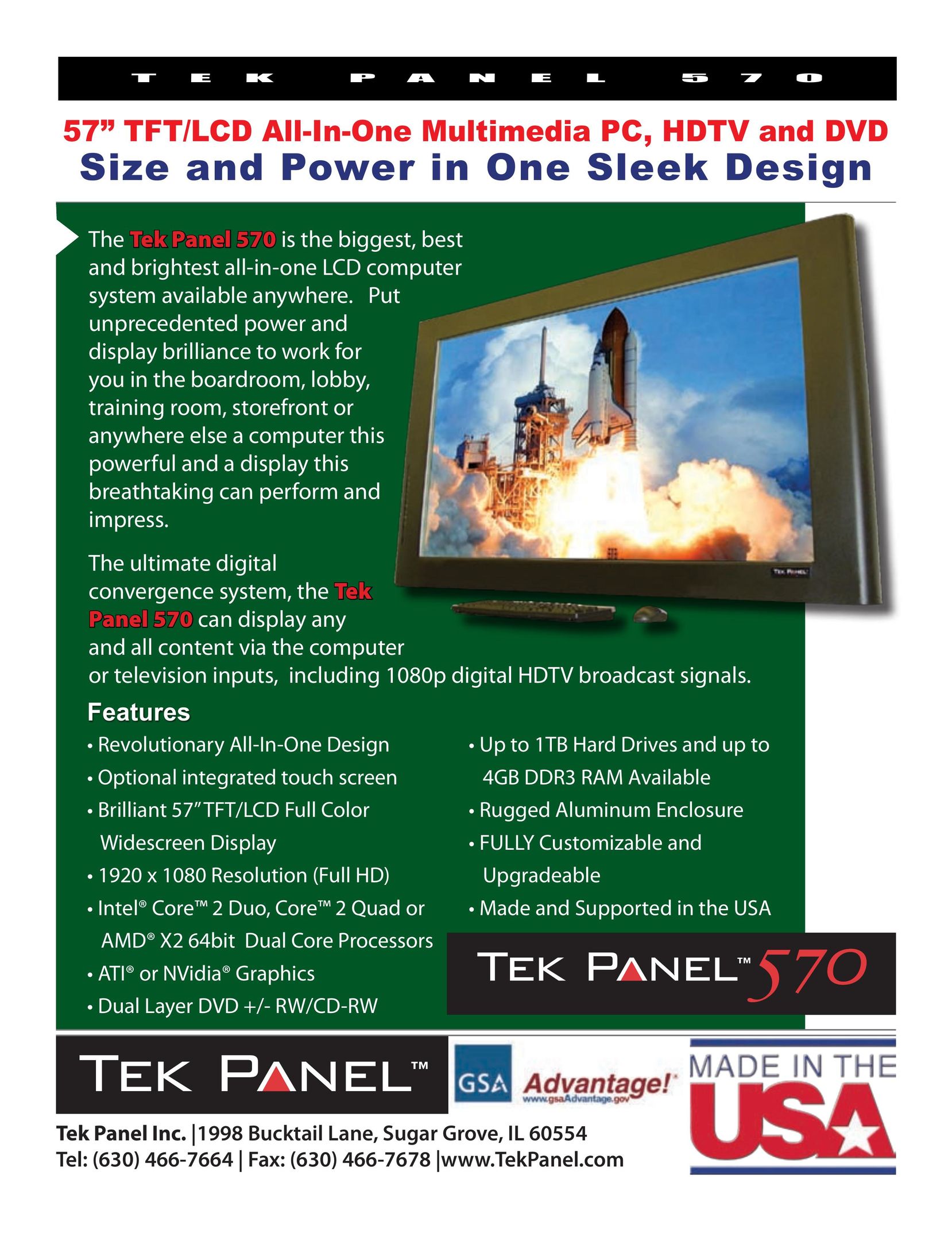 Hy-Tek Manufacturing Tek Panel 570 Flat Panel Television User Manual