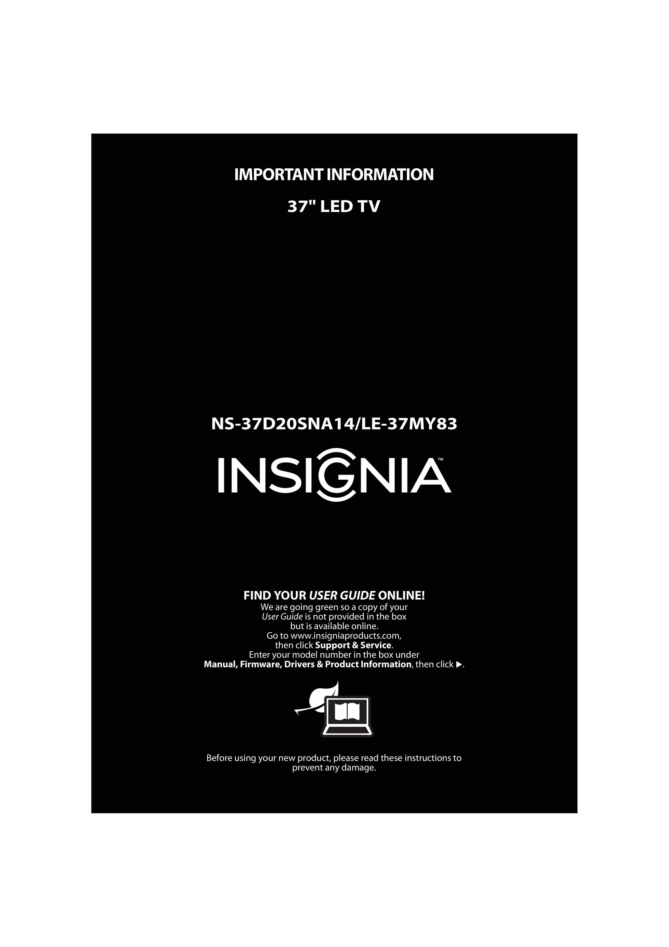 Insignia LE-37MY83 Flat Panel Television User Manual