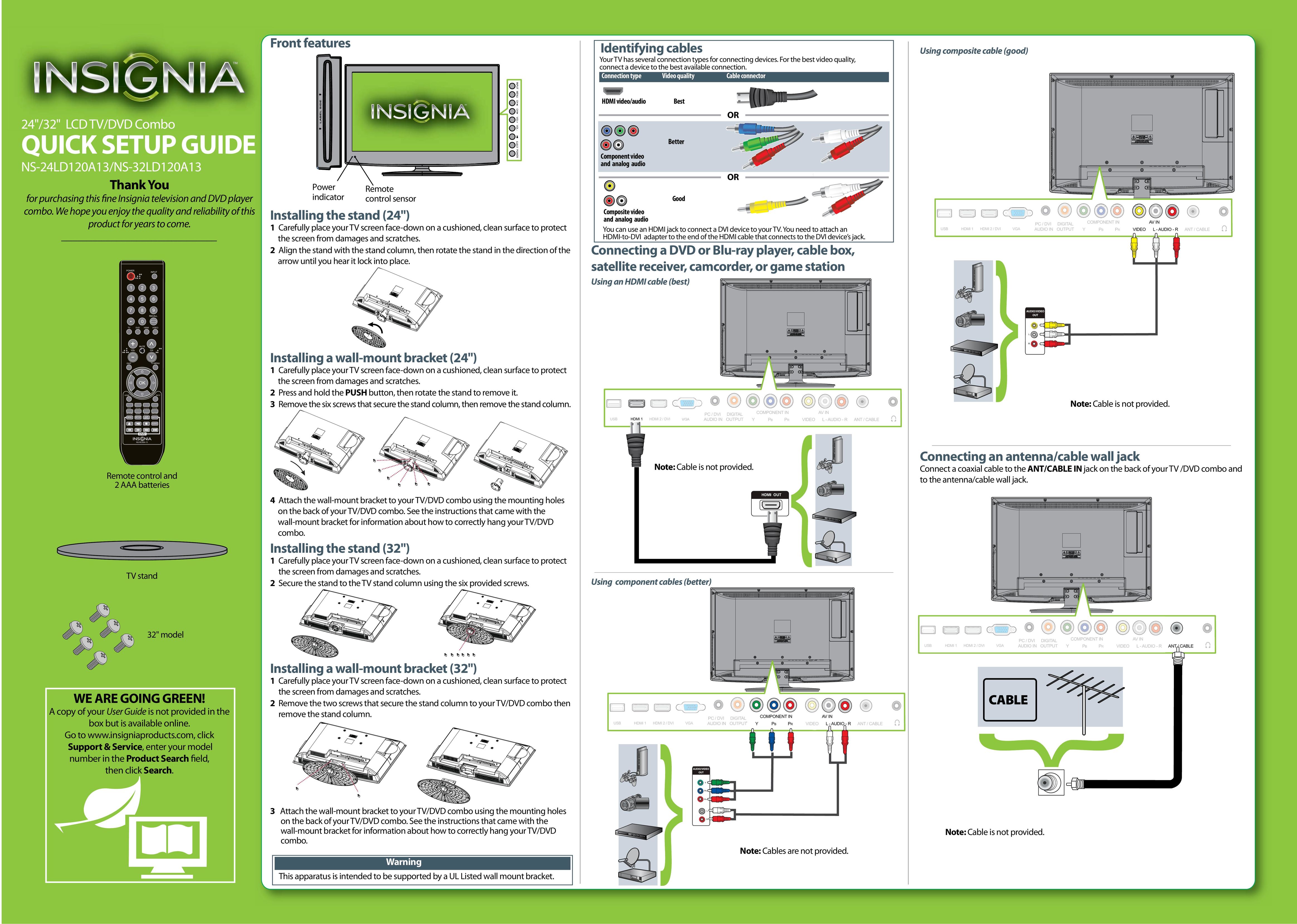 Insignia NS-24LD120A13 Flat Panel Television User Manual