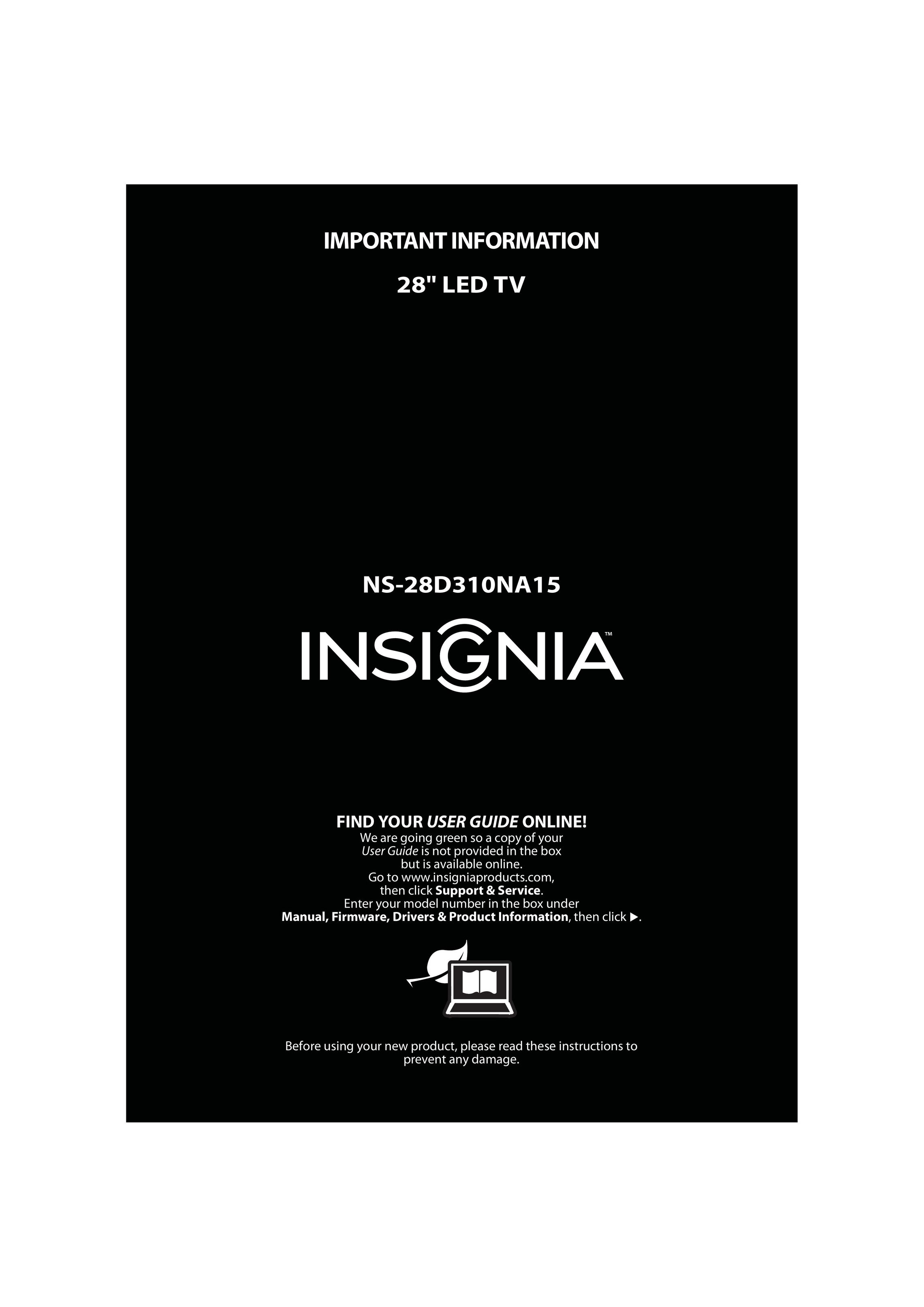 Insignia NS-28D310NA15 Flat Panel Television User Manual