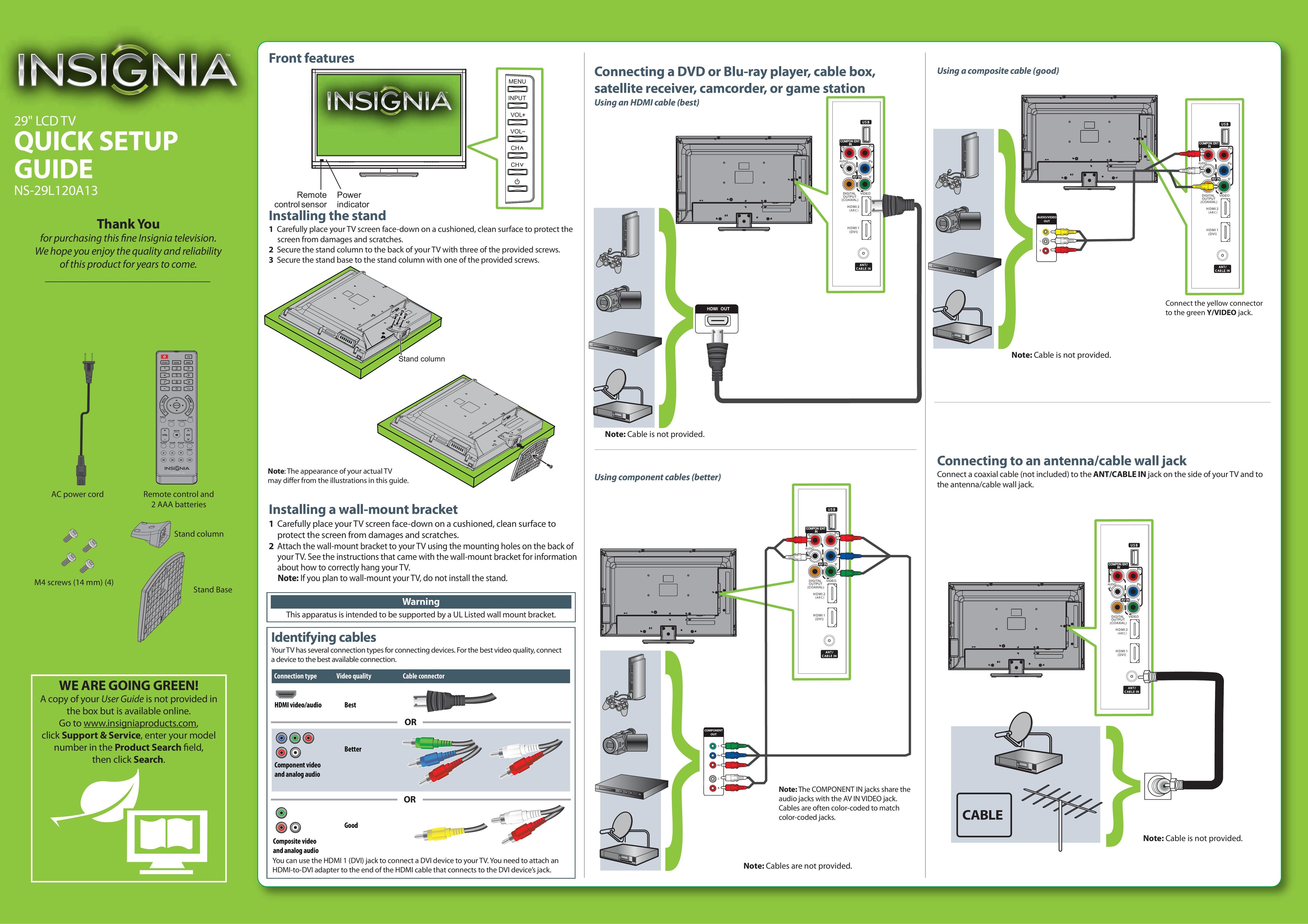 Insignia NS-29L120A13 Flat Panel Television User Manual