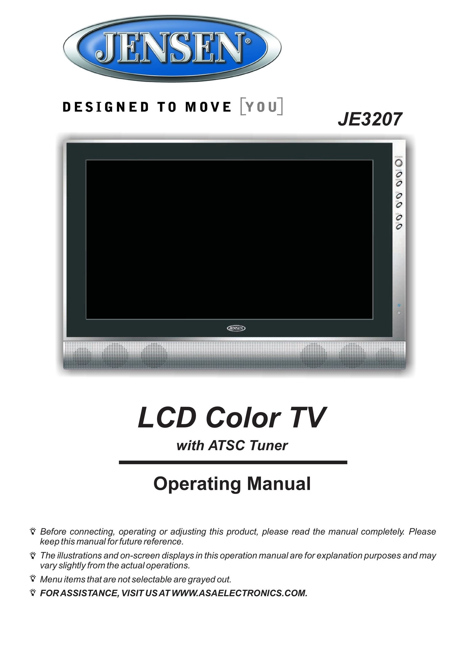 Jensen JE3207 Flat Panel Television User Manual